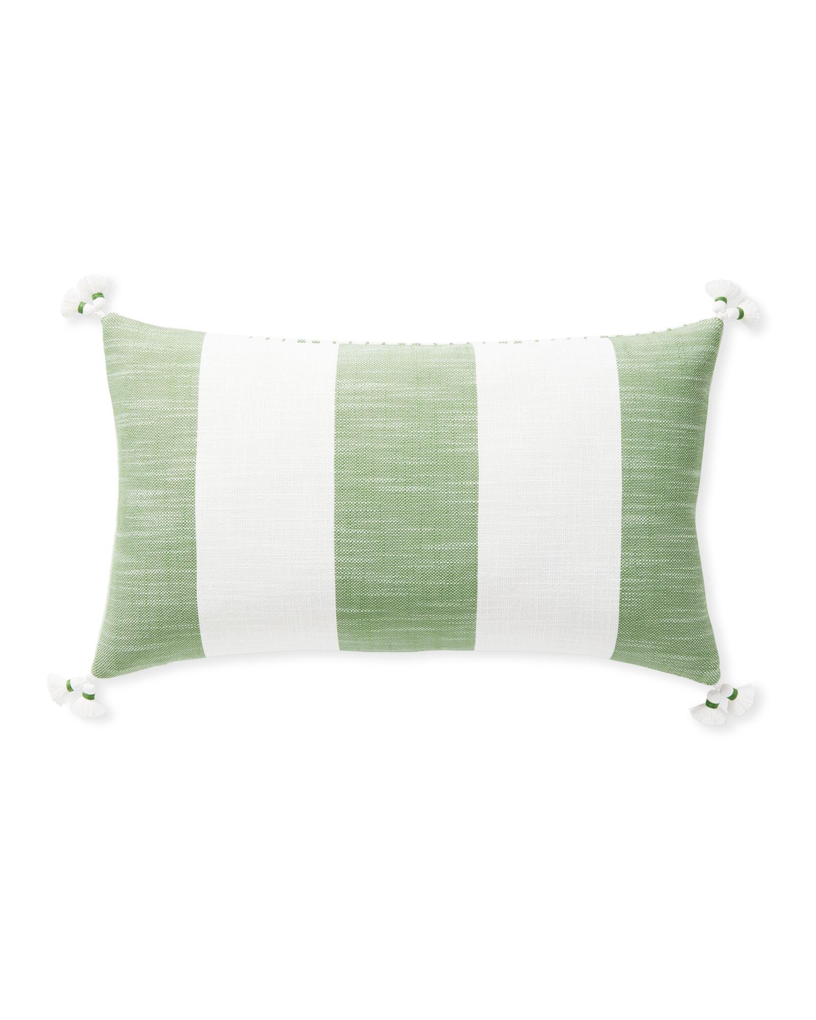 Bay Stripe Outdoor Pillow Cover - 12" x 21", Grass by Serena & Lily