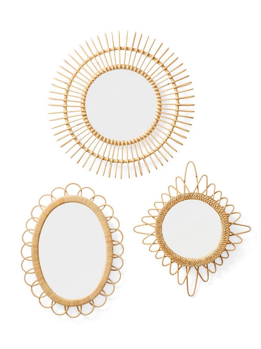 Rattan Mirror Trio | Serena and Lily Rattan Mirror Trio | Serena and Lily