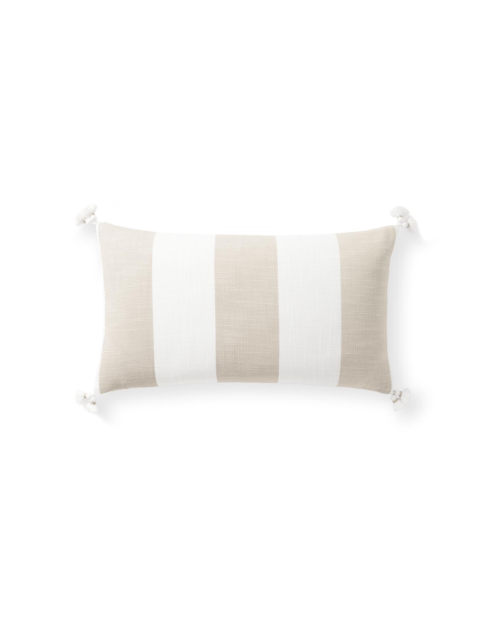 Bay Stripe Outdoor Pillow Cover - 12" x 21", Chalk by Serena & Lily