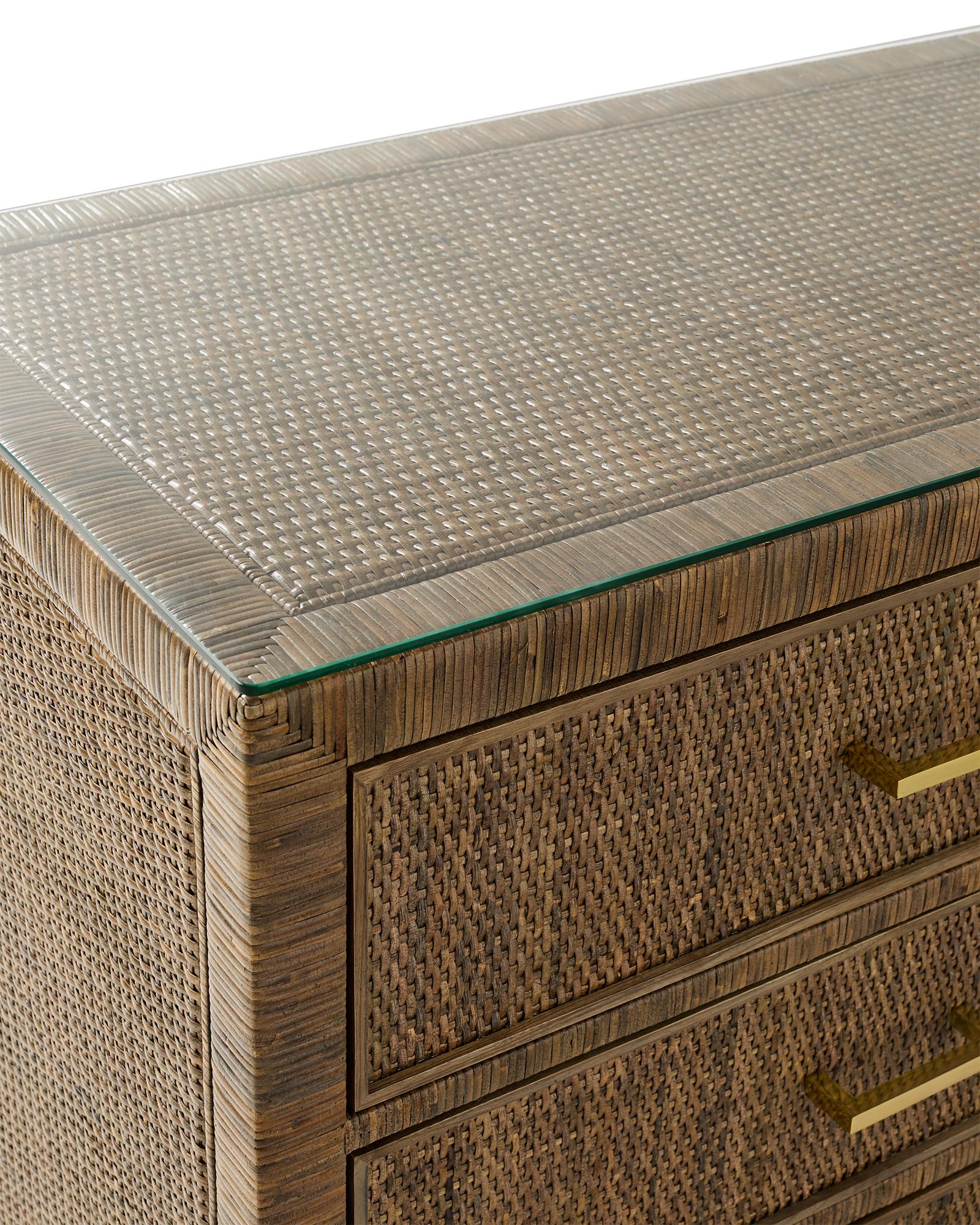 Glass Top - Balboa Rattan Dresser, Wide 6-Drawer