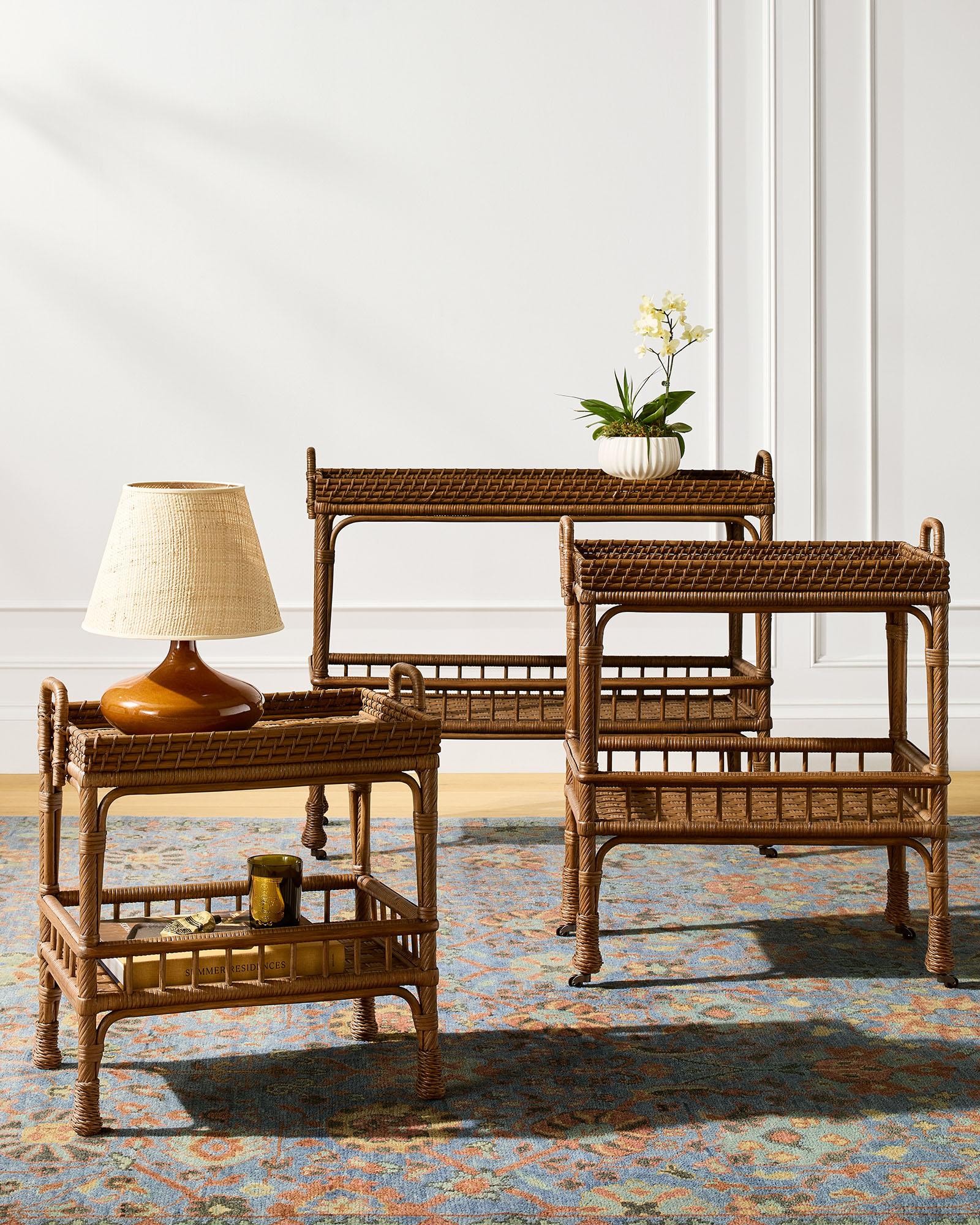 Serena & Lily South Seas Rattan Side Cart
