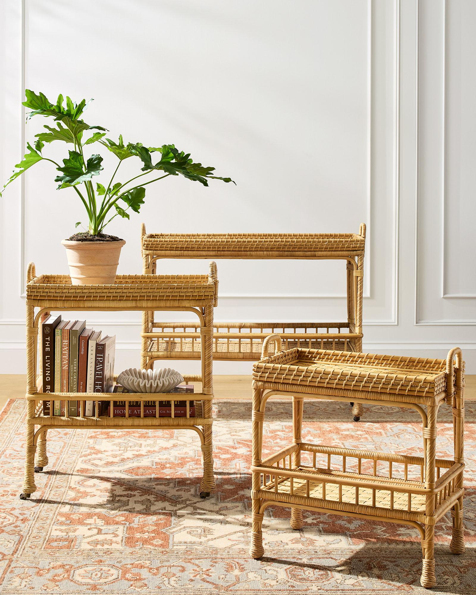 Serena & Lily South Seas Rattan Bar Cart