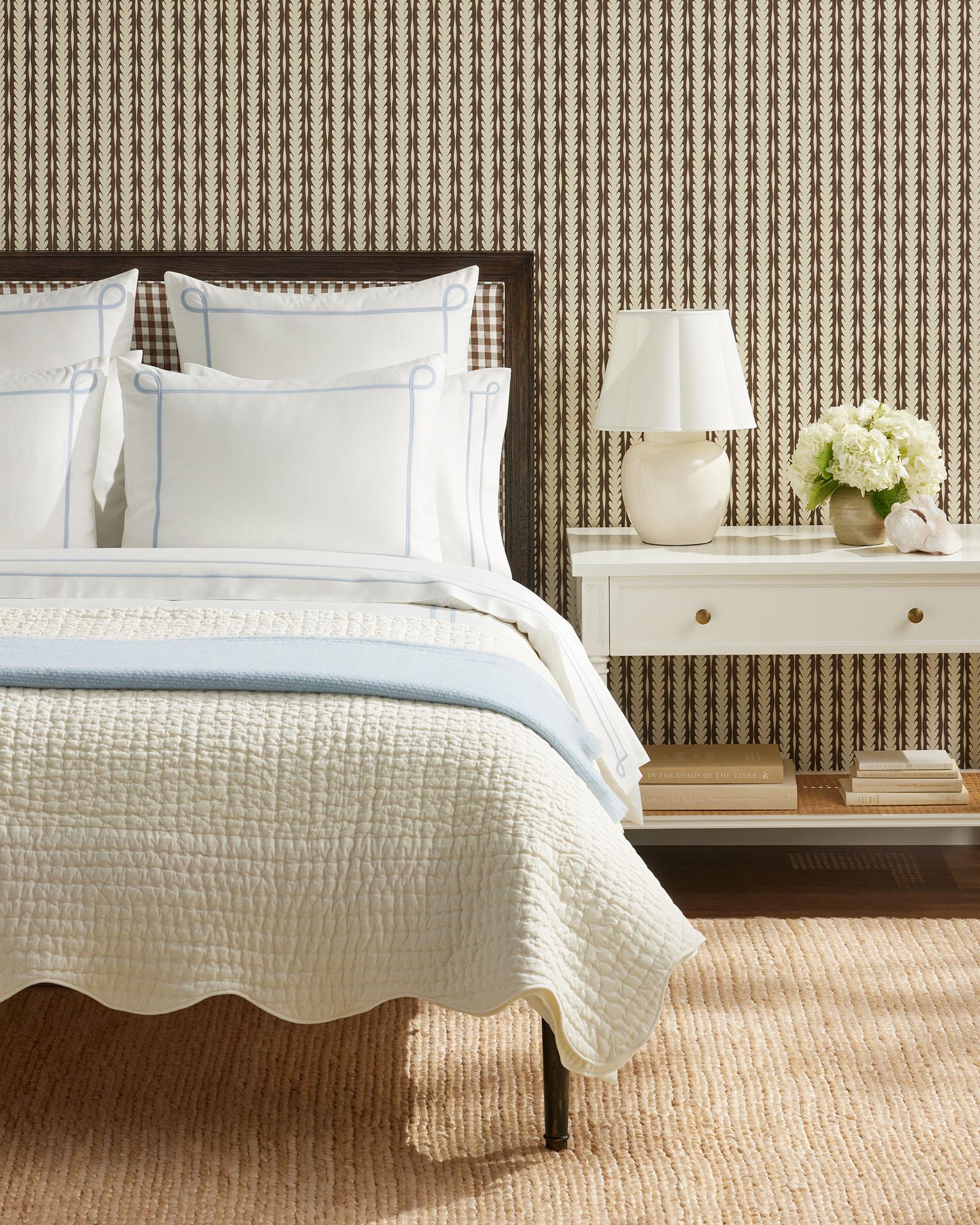 Bridgeway Bed in Earth Petite Gingham Linen Serena and Lily