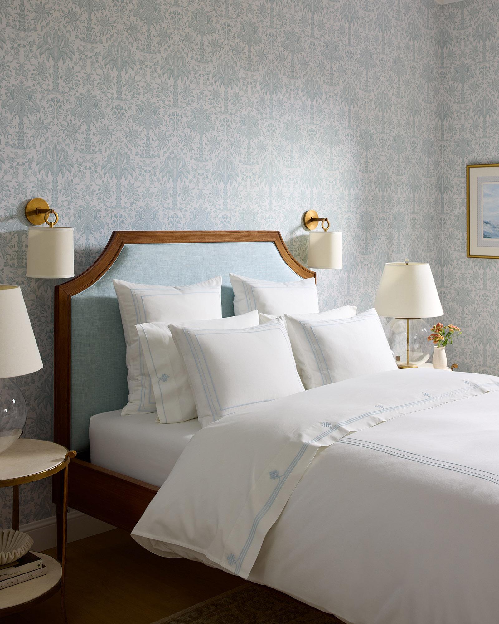 Lagos Bed - Dune - Washed Linen Sky | Serena and Lily
