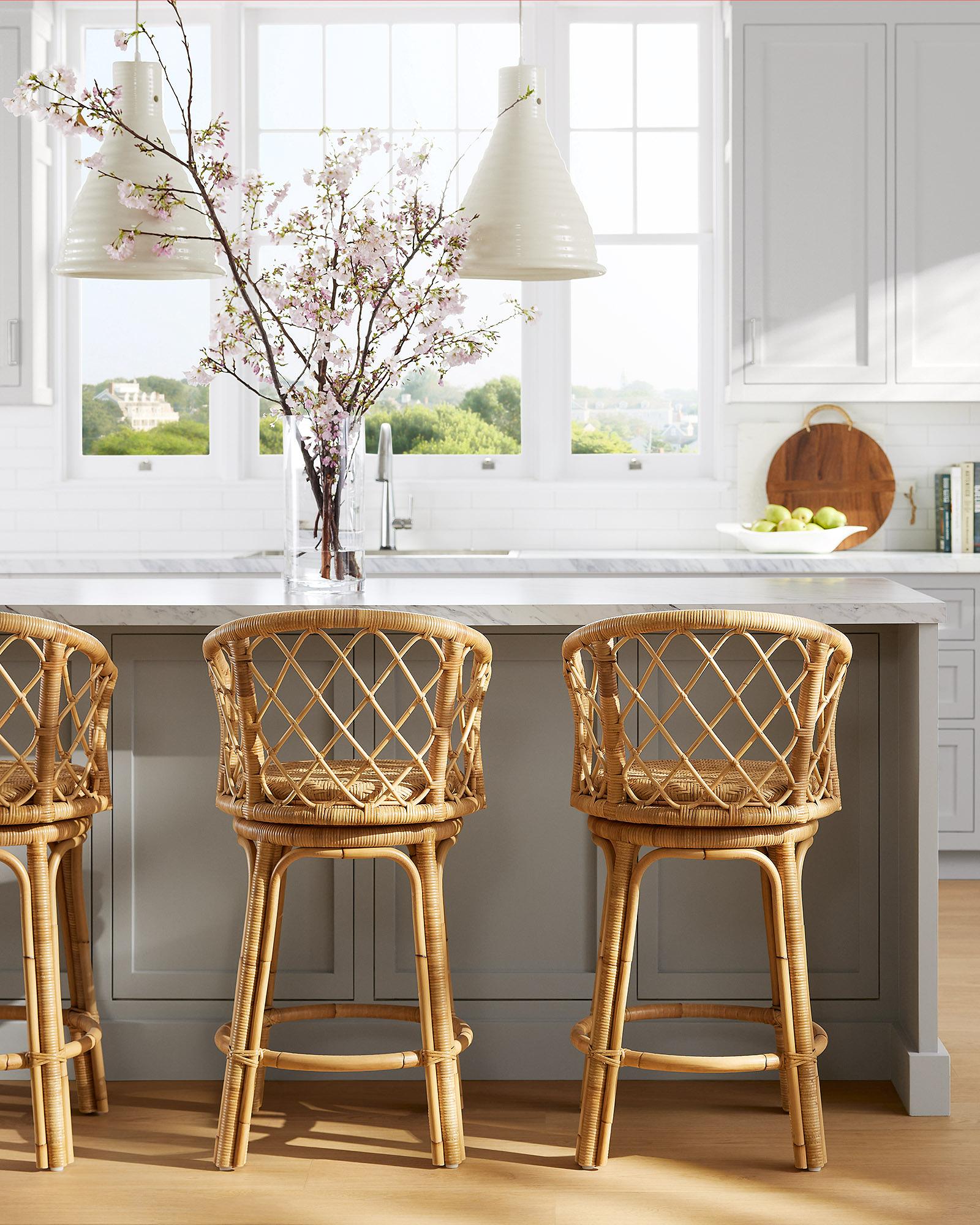Avalon Rattan Swivel Bar & Counter Stool | Serena and Lily