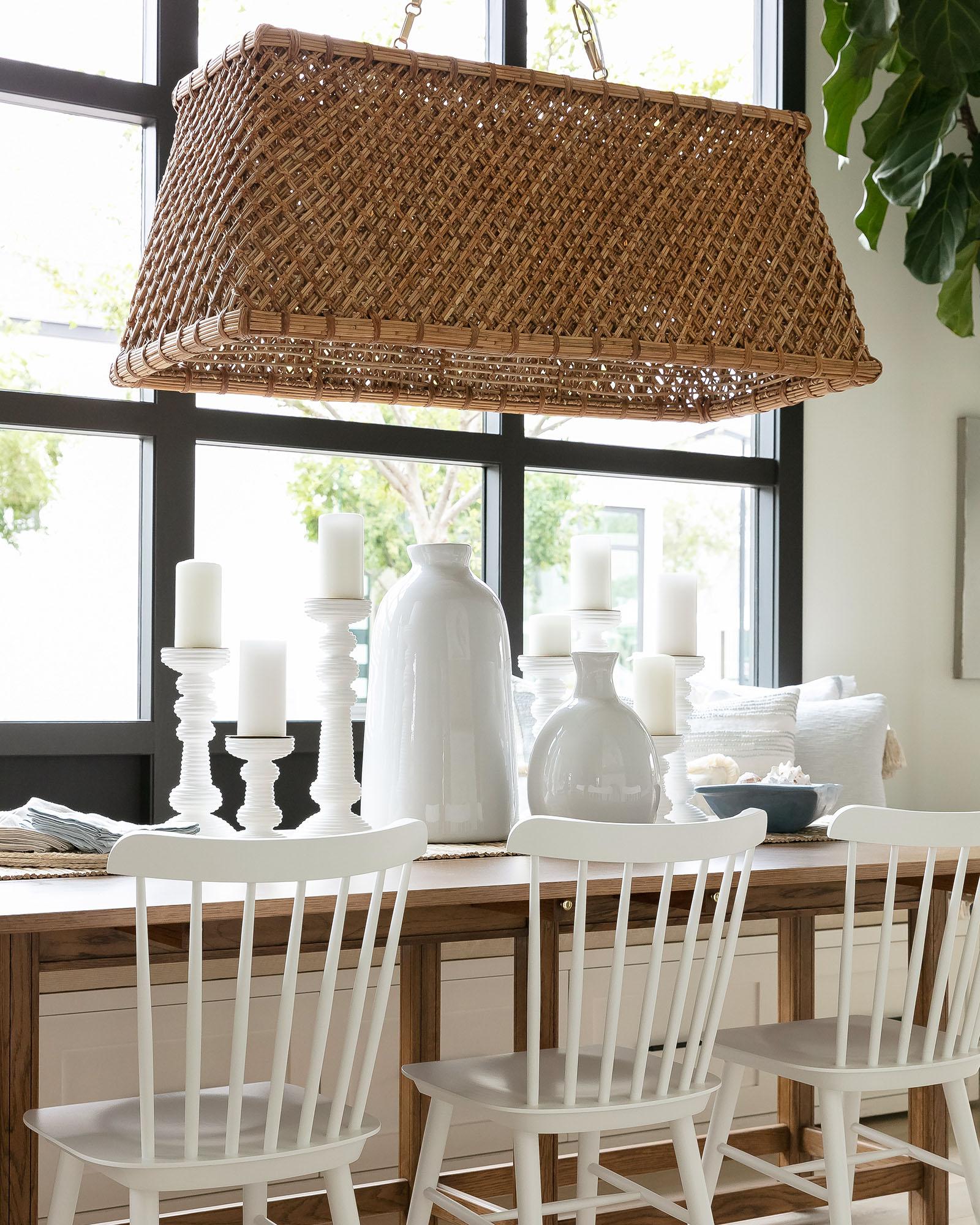 Sydney Rattan Linear Chandelier | Serena and Lily