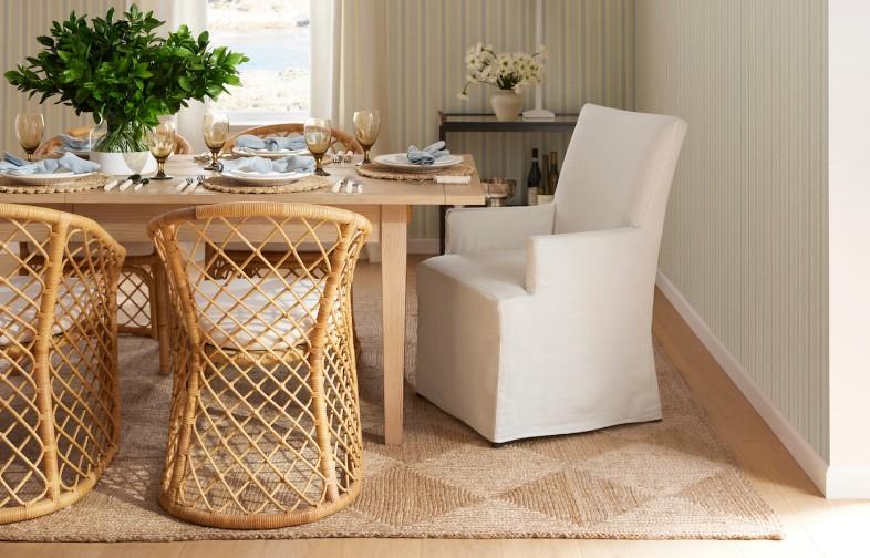 designer looks with rattan dining chairs