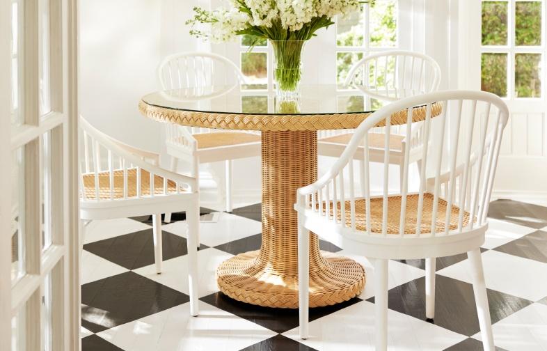 designer looks with rattan dining chairs