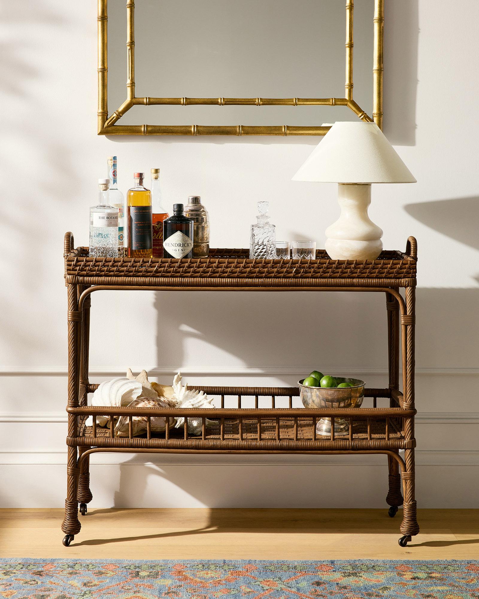 Serena & Lily South Seas Rattan Side Cart - Thumbnail 2