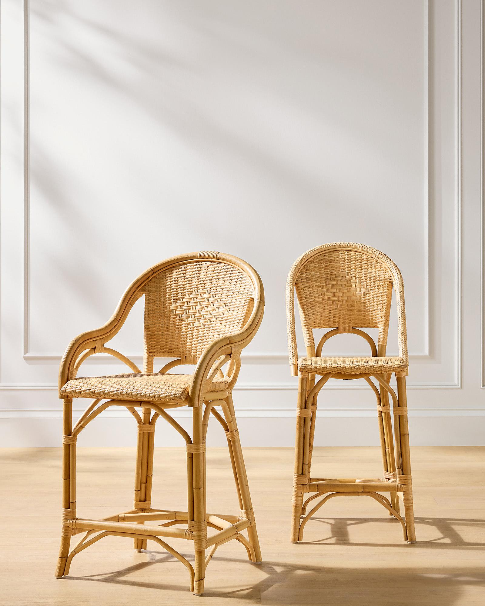 Sunwashed Riviera Rattan Counter Stool | Serena and Lily