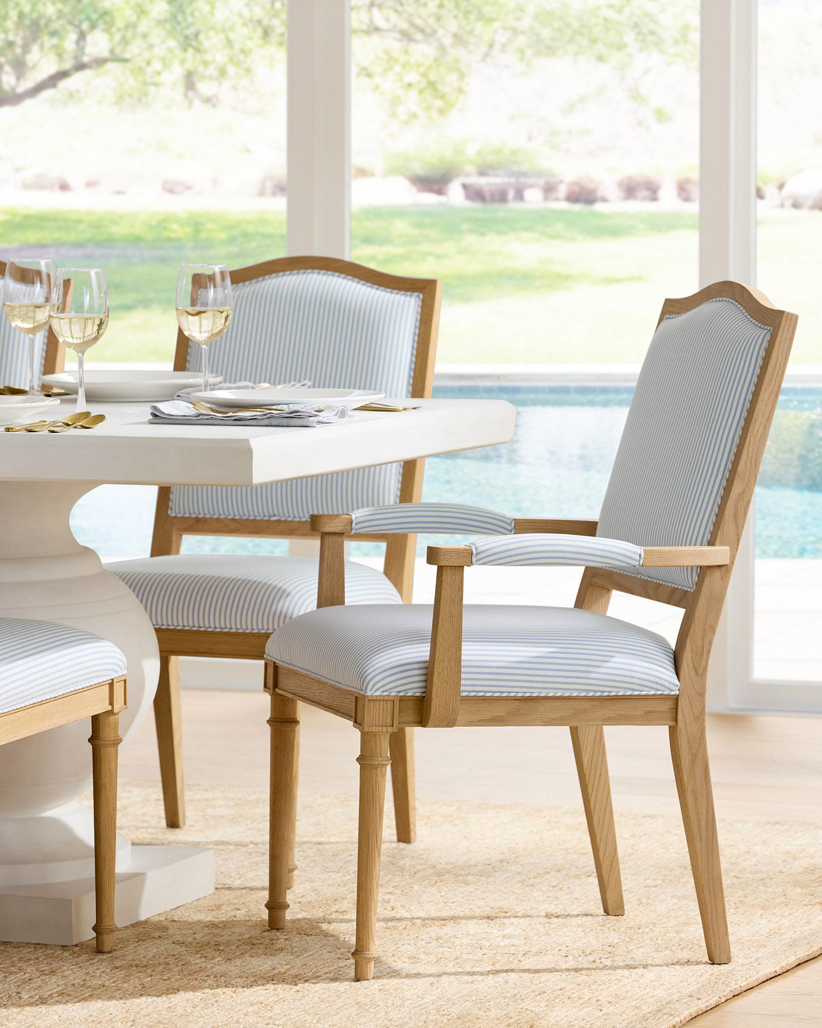 Pinstripe dining chair sale