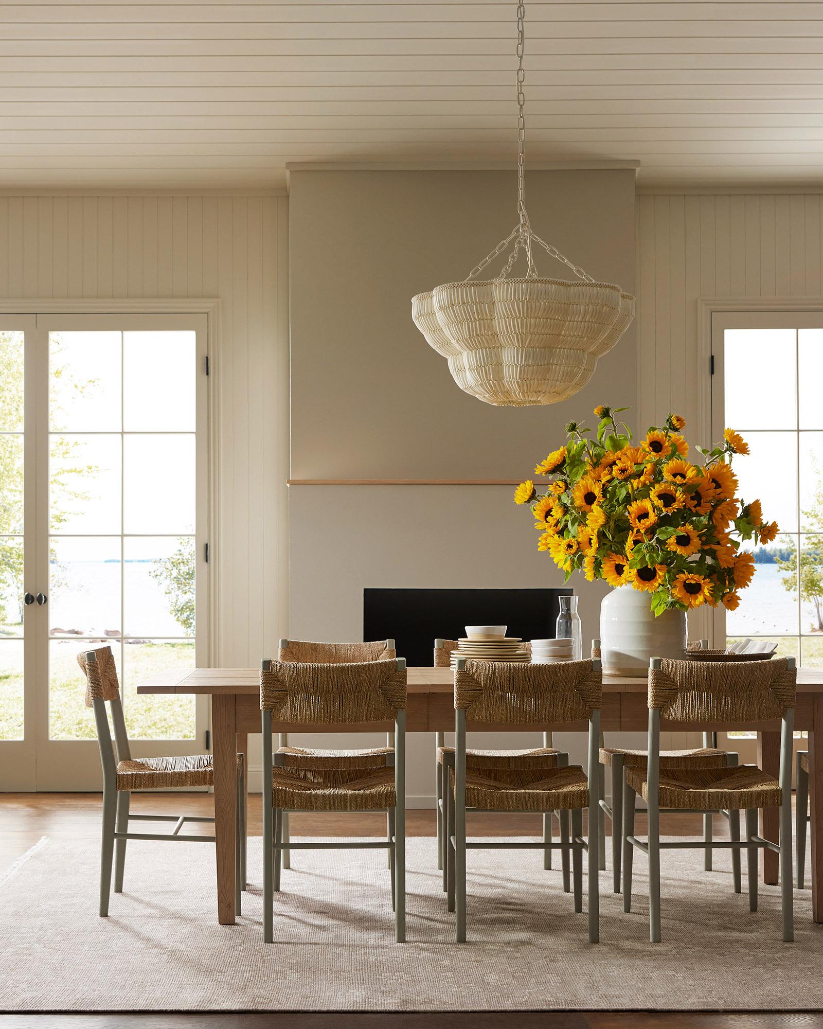 DiningRoomModernFarmhouseExpandableTablePortsideChairsSage