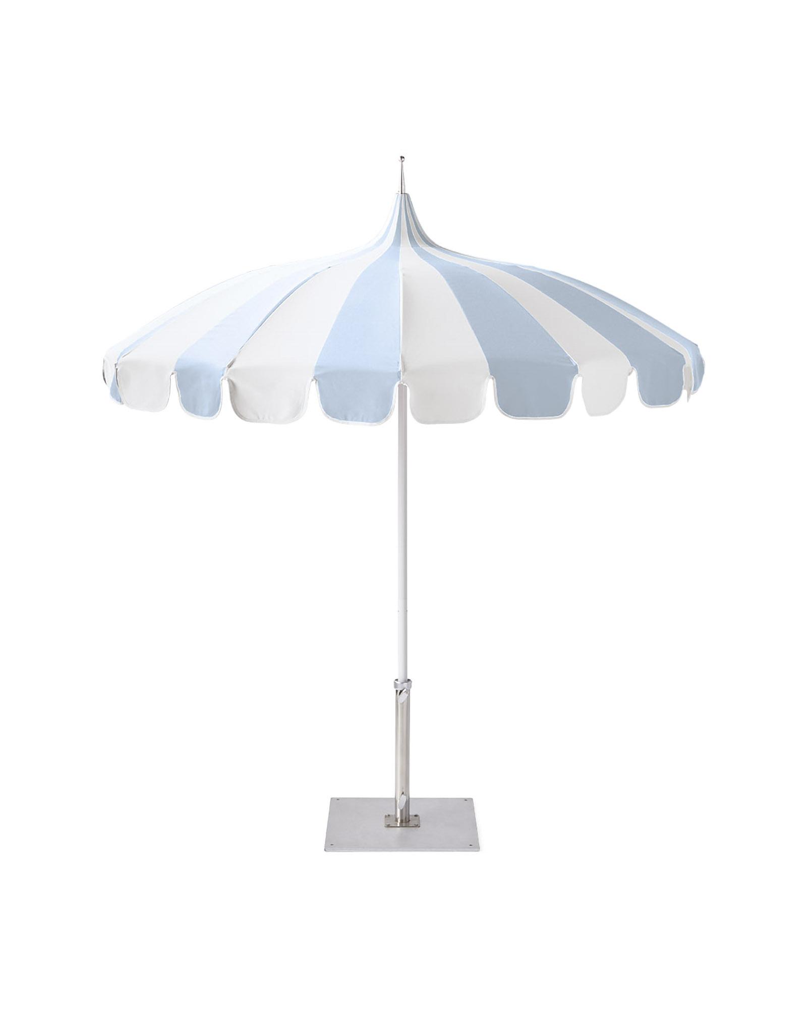 aqua striped patio umbrella Serena and Lily