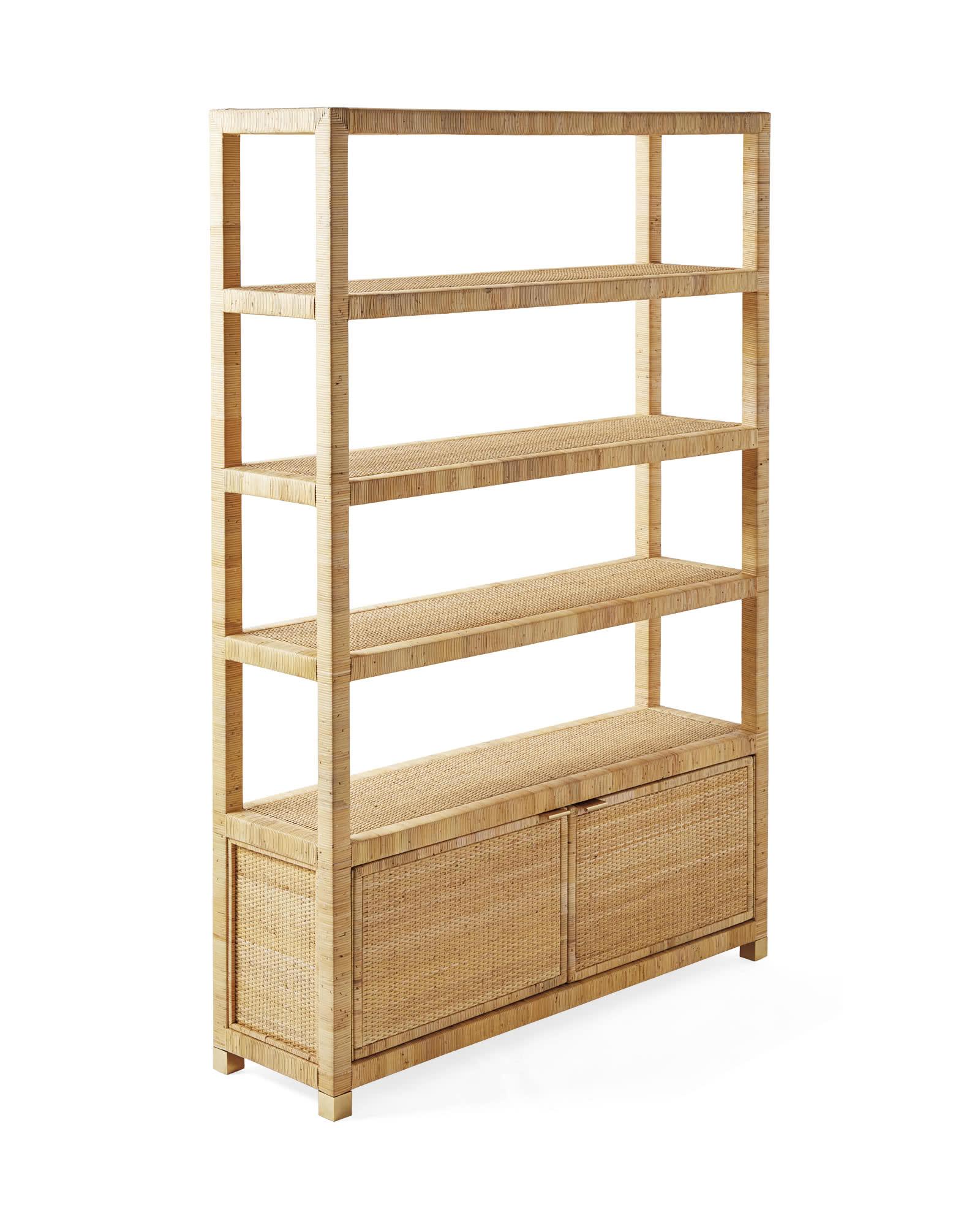 Balboa Rattan Wide Bookshelf Serena and Lily