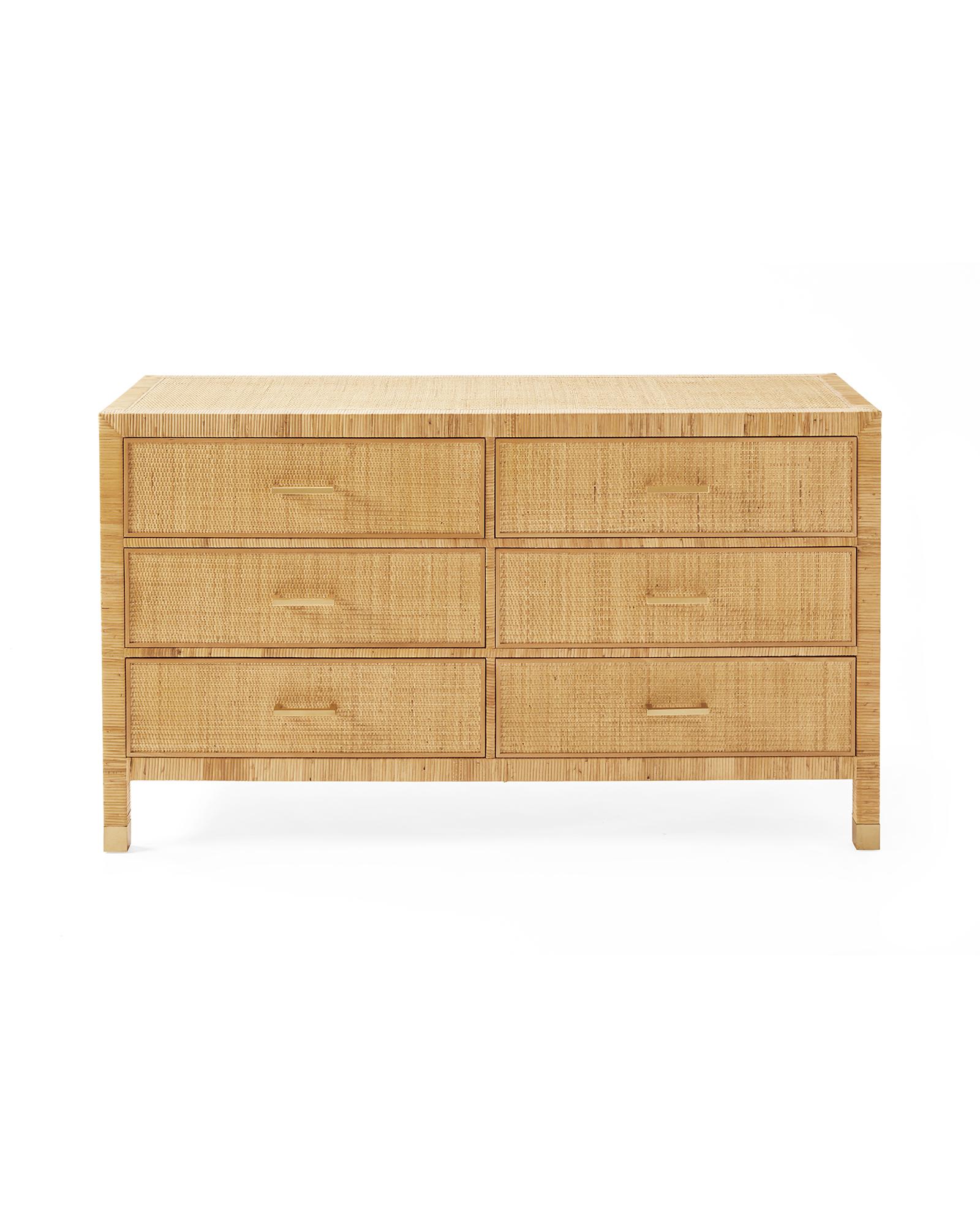 wicker dresser Boho Chic 6-Drawer Dresser | Natural Oak & Walnut Storage