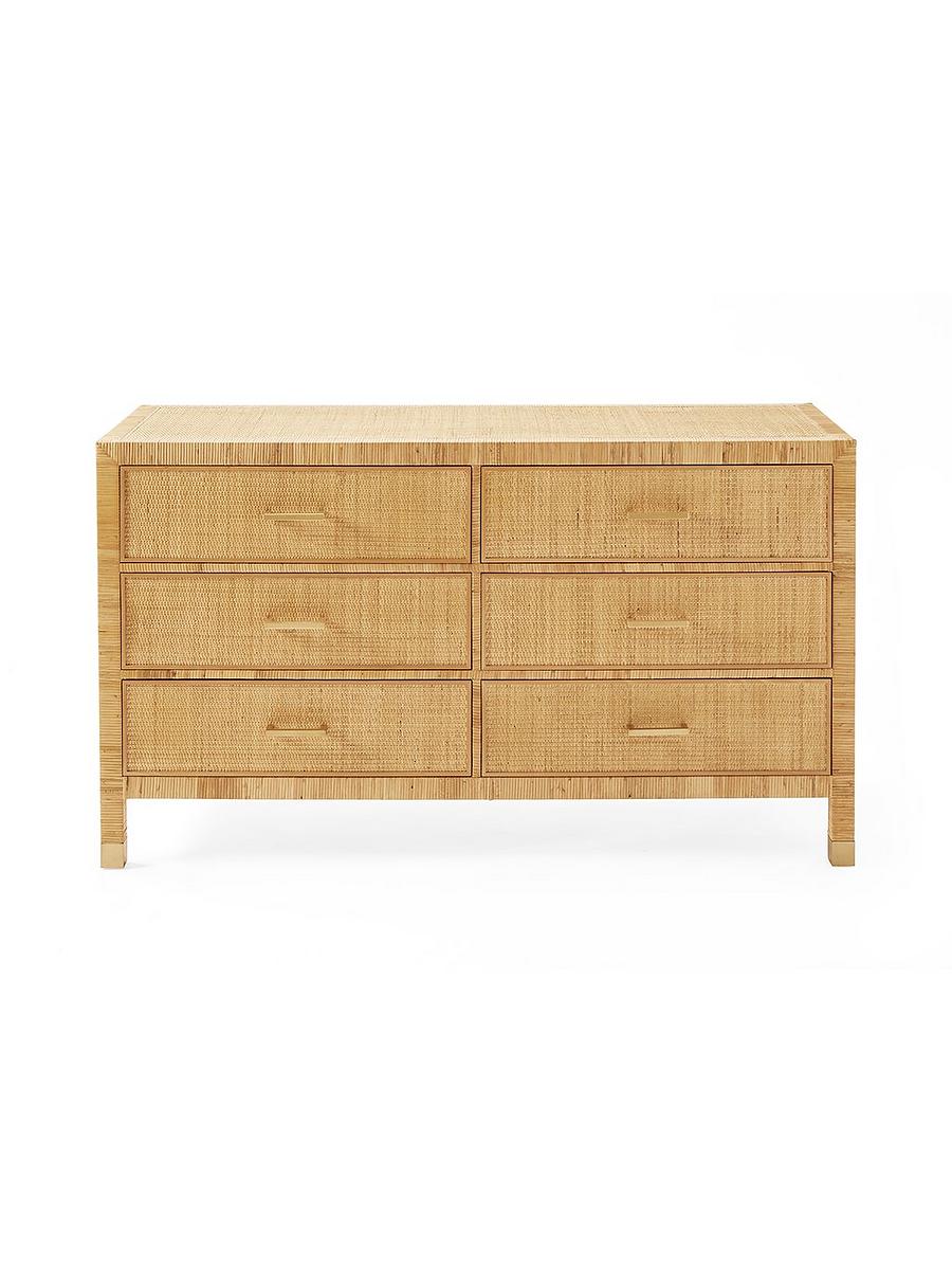 wicker dresser Boho Chic 6-Drawer Dresser | Natural Oak & Walnut Storage