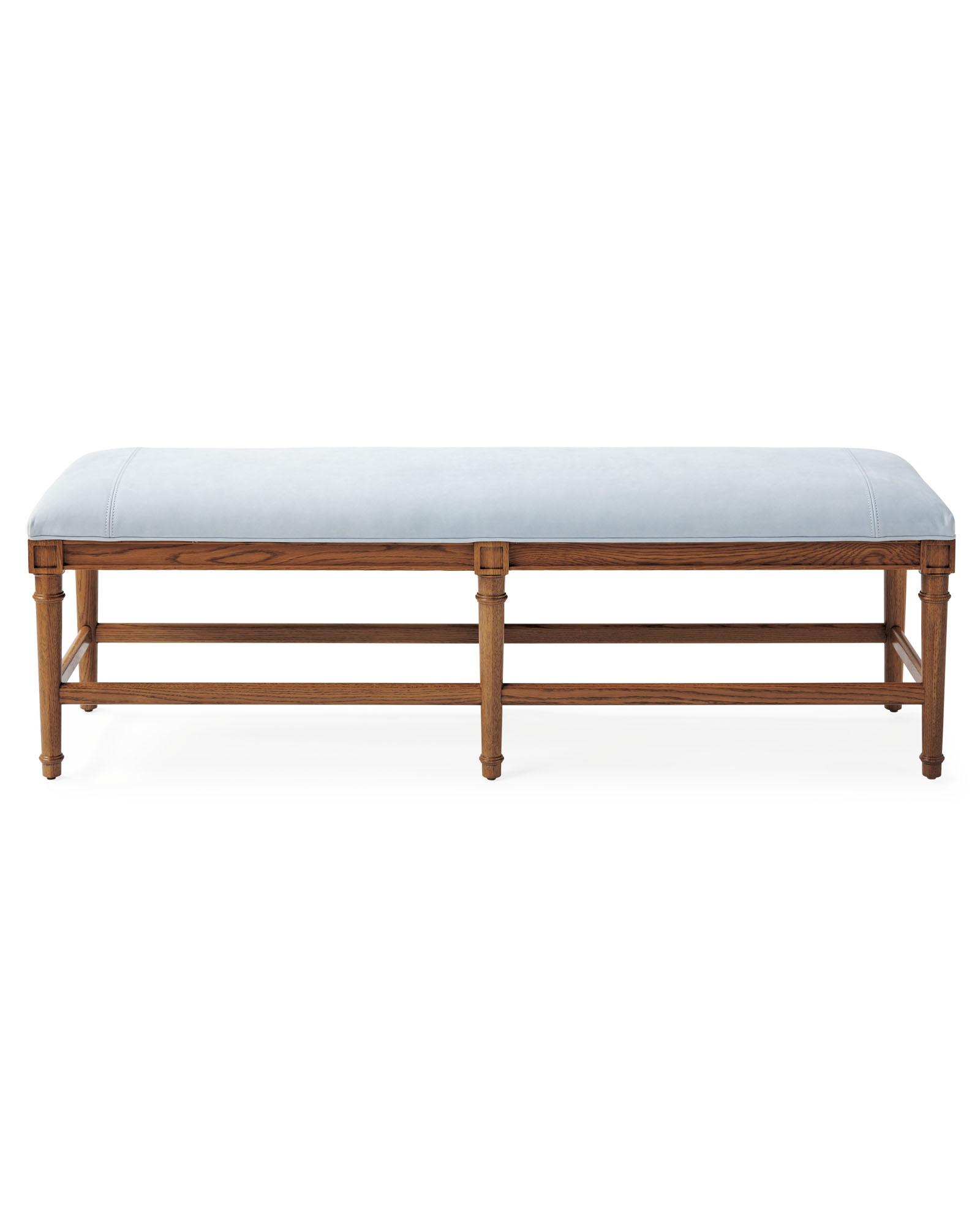 Bridgeway Bench Coastal Blue Cottswald Leather Serena and Lily