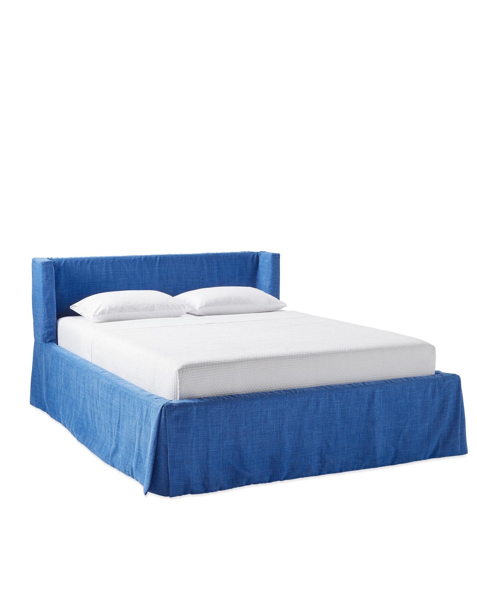 Broderick Slipcovered Bed in French Blue Washed Linen Serena and Lily