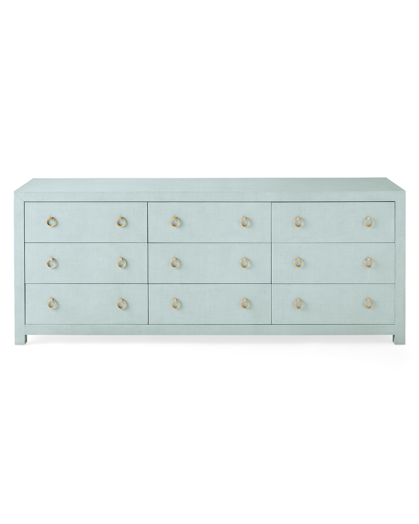 slim fit dress slacks Argento Six Drawer Dresser in Navy Blue and Burnished Brass main image 0