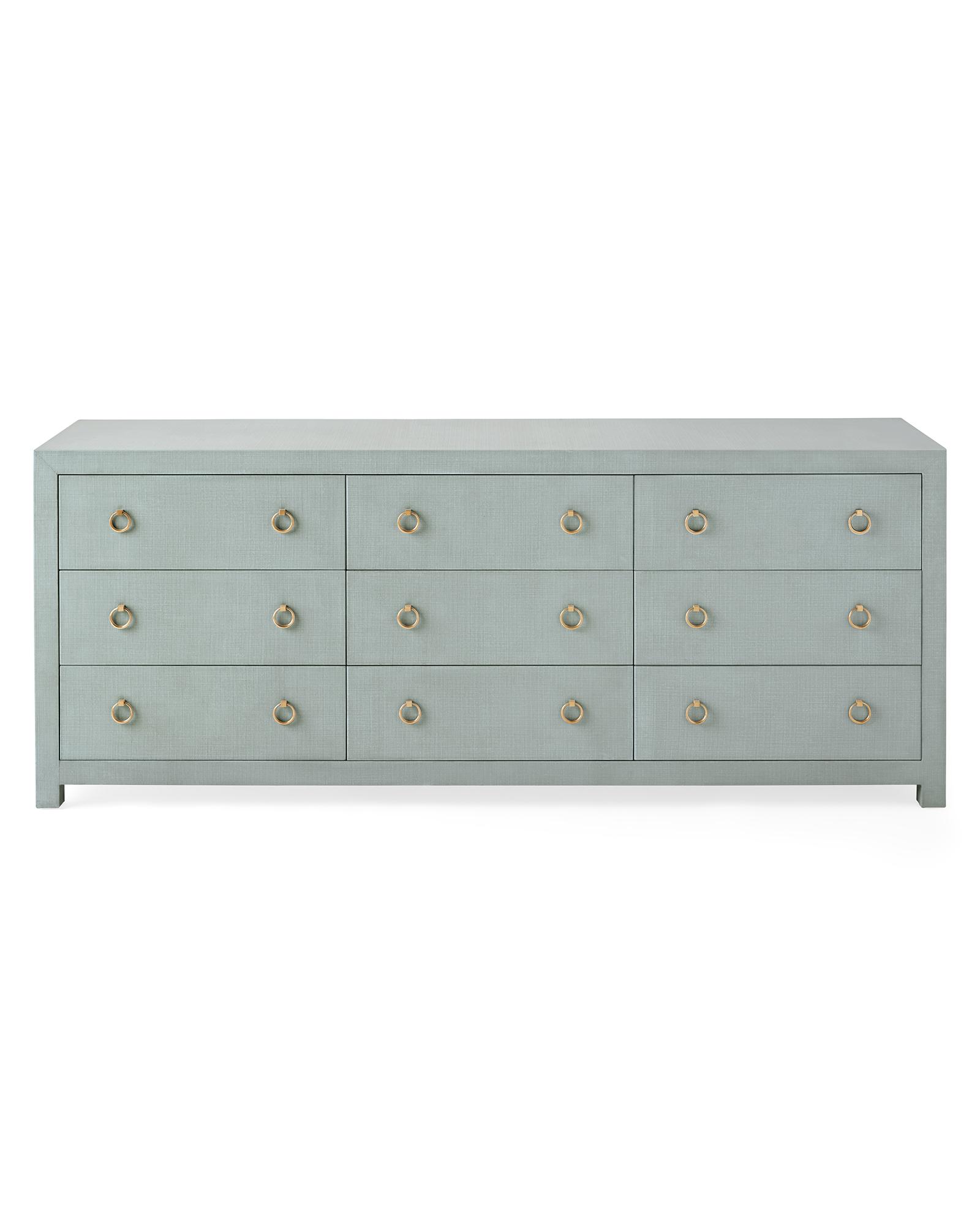 blue linen dresser Mornington Linen Wrapped 6 Drawer Dresser In Pale Blue