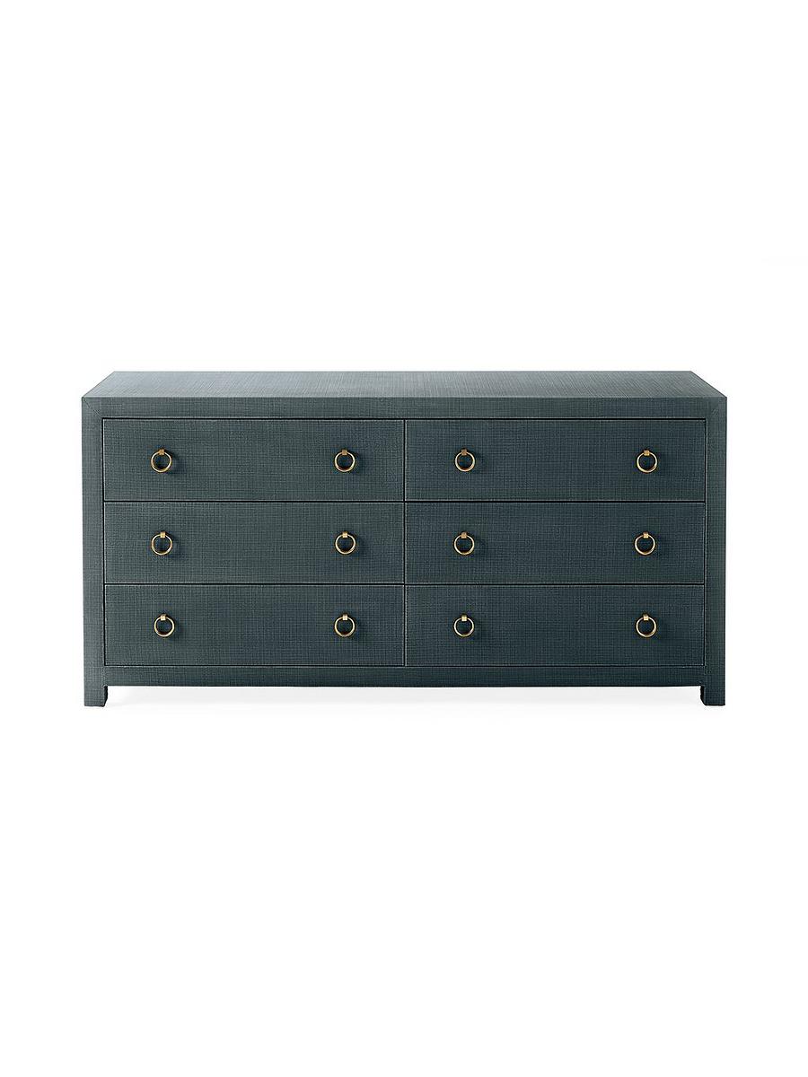 blue grasscloth dresser Ming 4 Drawer