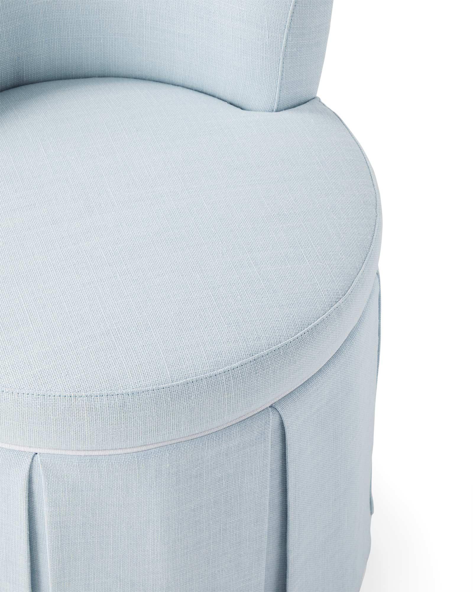 Harrison Vanity Chair in Sky Washed Linen with White Belgian Linen