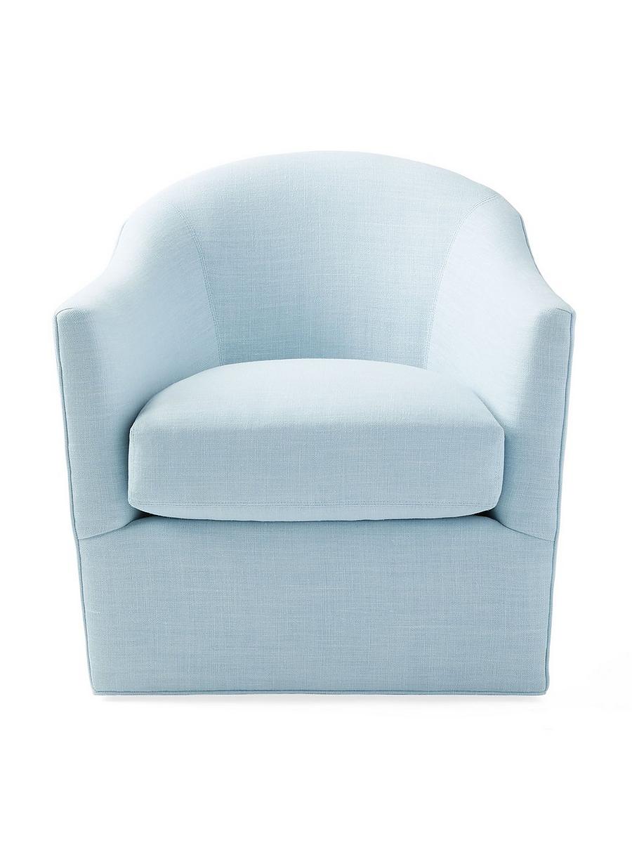 Provence Swivel Chair in Washed Linen Sky Serena and Lily