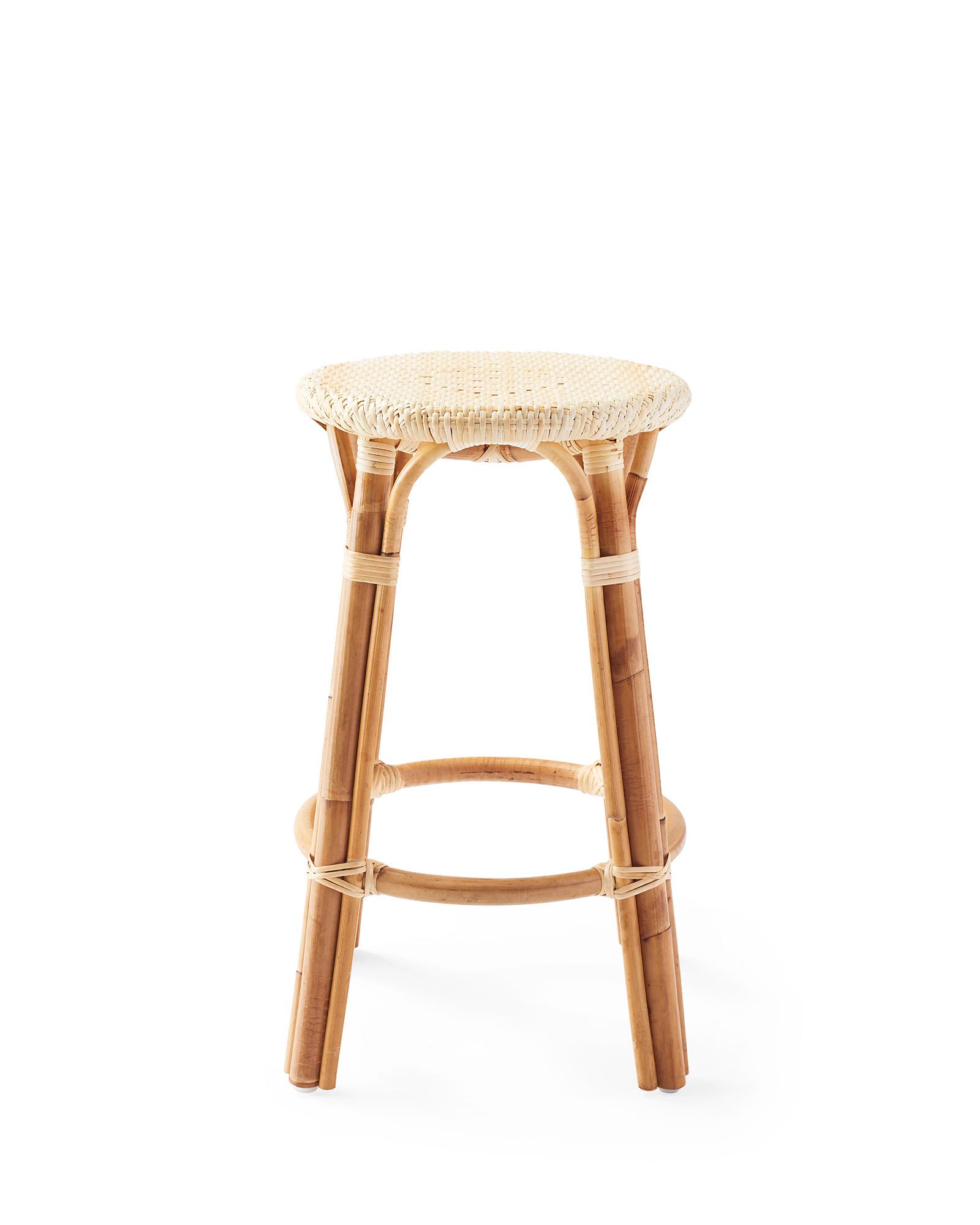 Sunwashed Riviera Rattan Backless Counter Stool