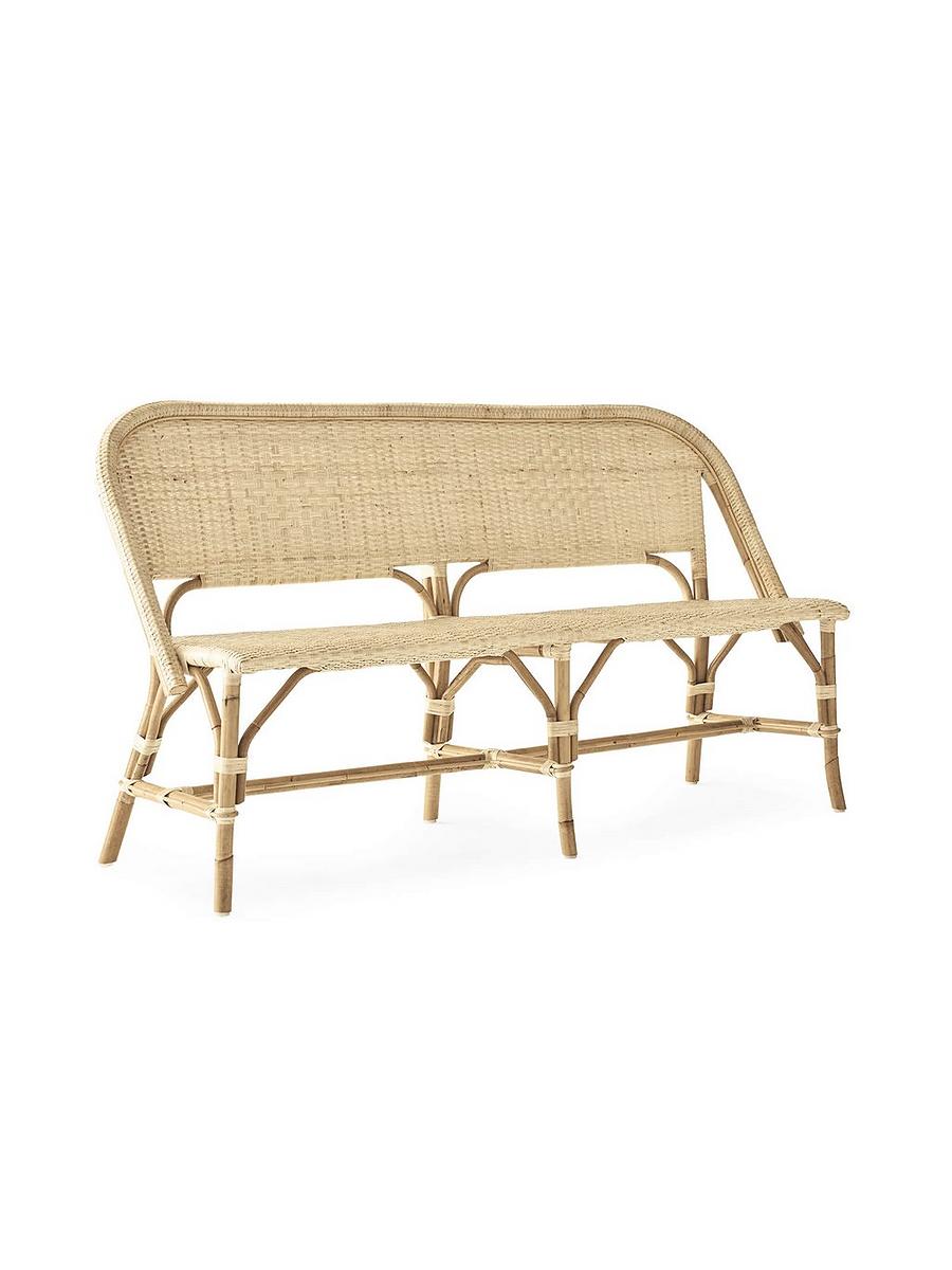 Rattan bench with top back