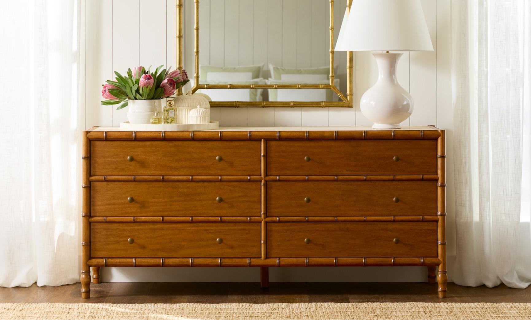 modern bamboo dresser Currant Bamboo 6 Drawer Dresser