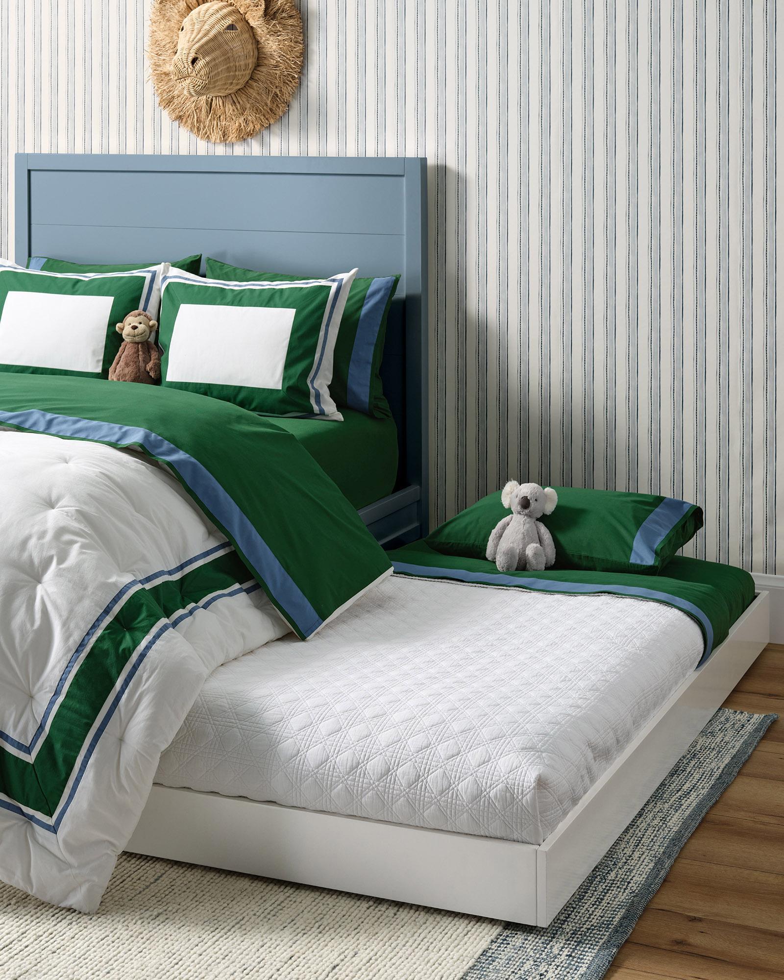 Kids-Bedroom-Green-Blue-Bedding-Borderline-Scout-Trundle-Bed-brand ...