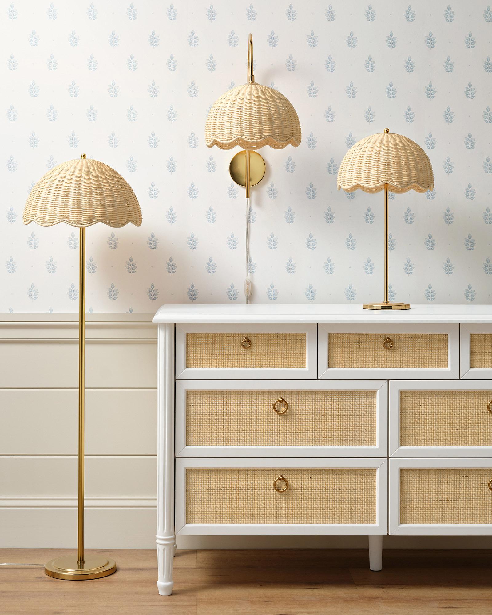 Kids-Lighting-Brass-Table-Floor-Lamps-Arden-Sconce-Rattan-Wicker-Shades ...