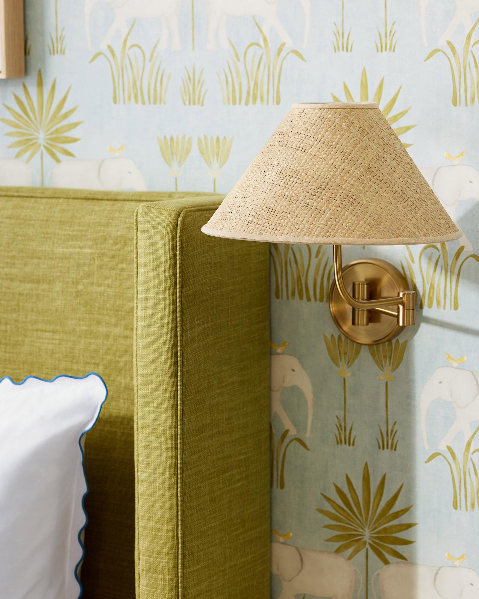 LightingSconceMarseilleBrassRaffiaElephantWallpaperKalahari