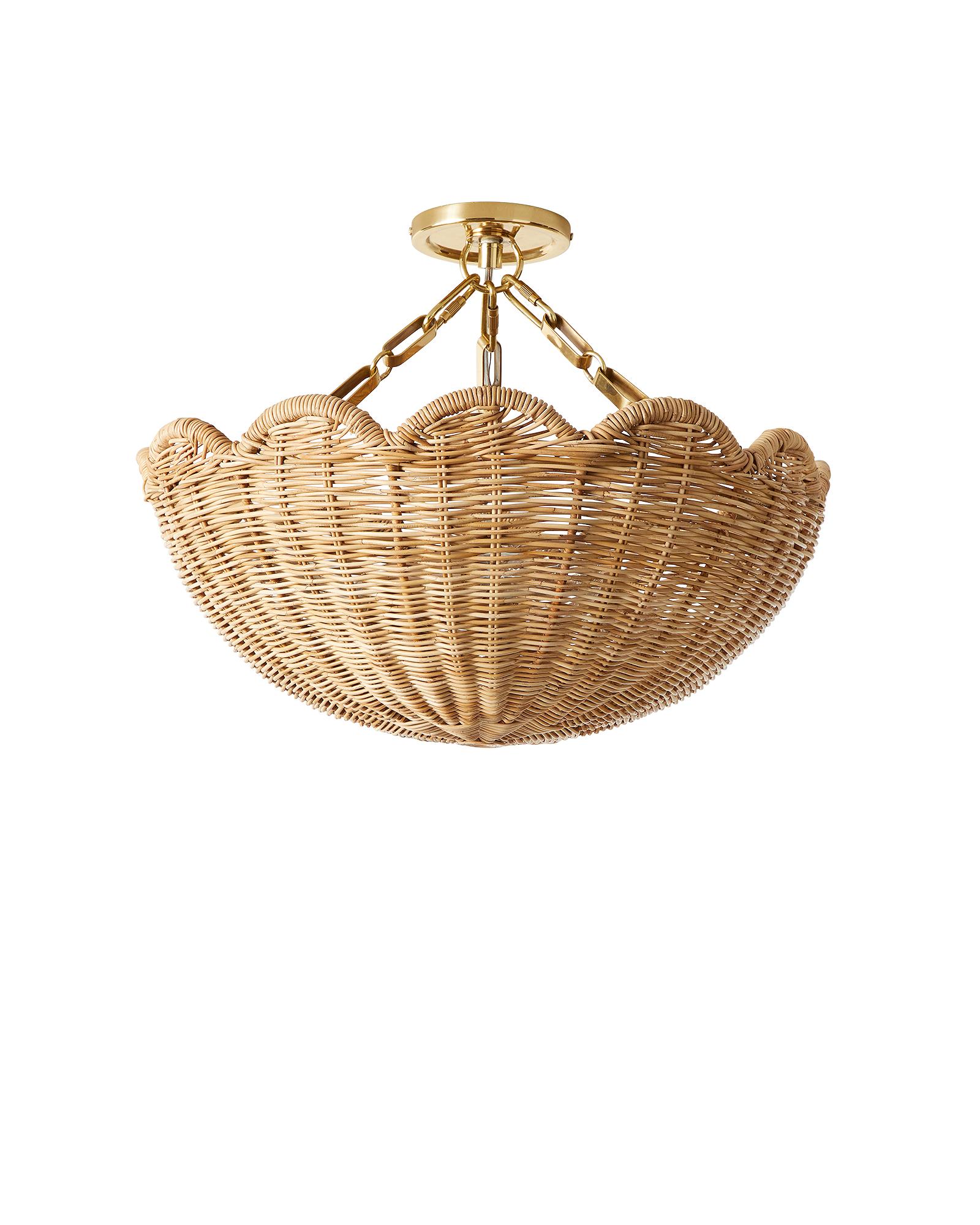 Scallop Rattan Semi Flush Mount