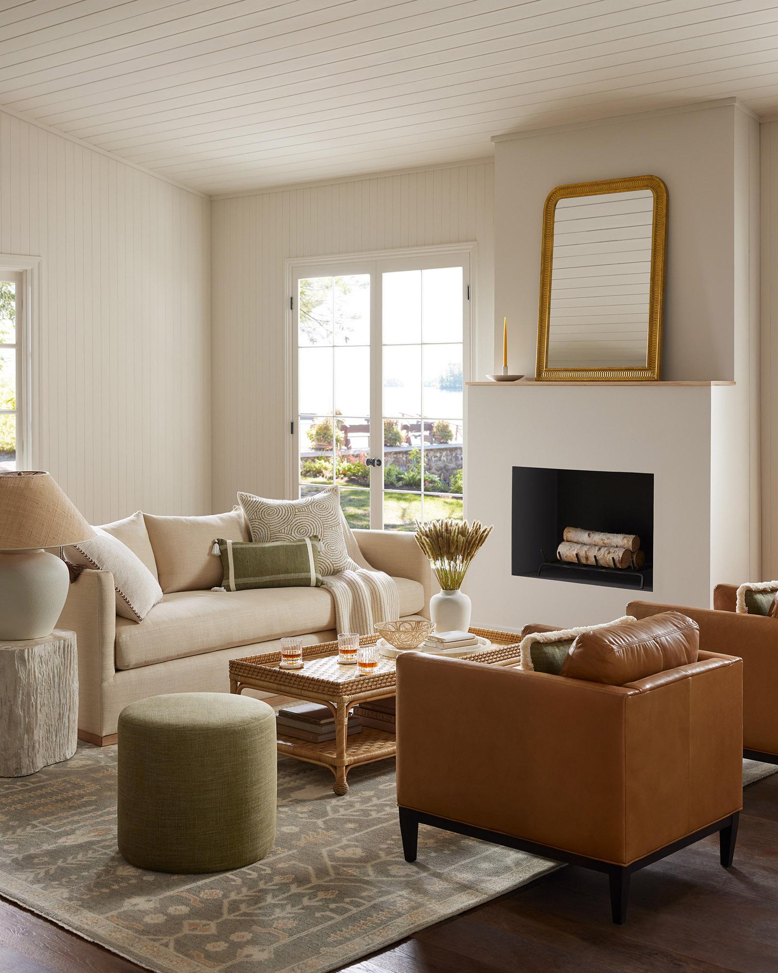 Curated visual reference: Living Room Neutral Farmhouse Parkwood Sofa Leather Barton Chairs Brand Photo Inspiration