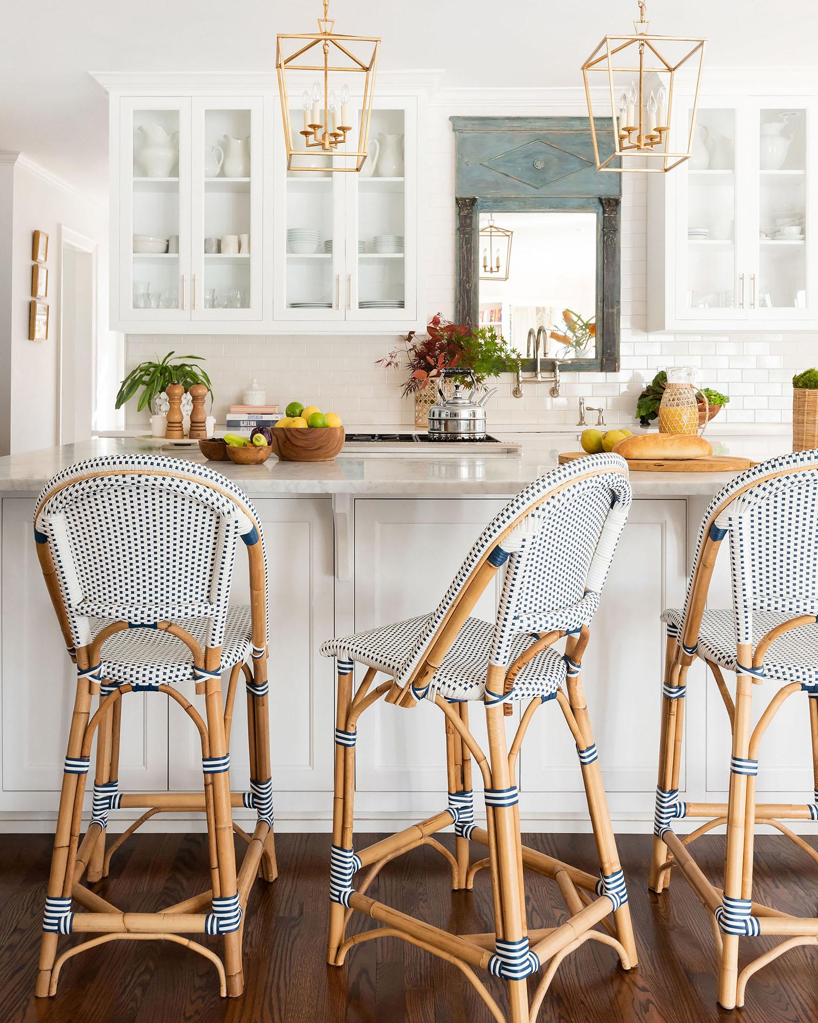 Riviera Rattan Bar & Counter Stools-Navy/White-image