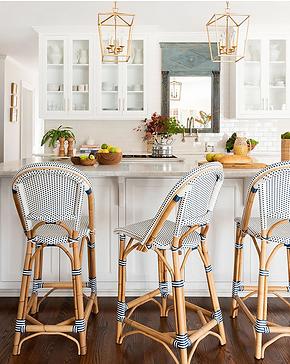 Riviera Rattan Bar & Counter Stools-Navy/White-image