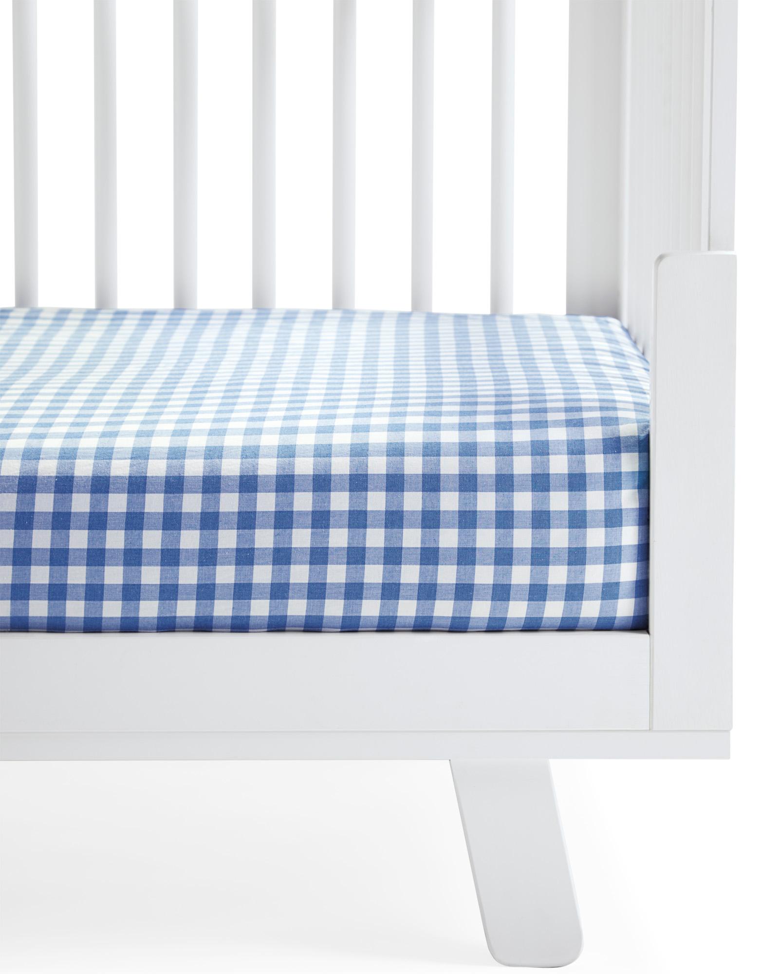 Navy gingham crib sheet best sale