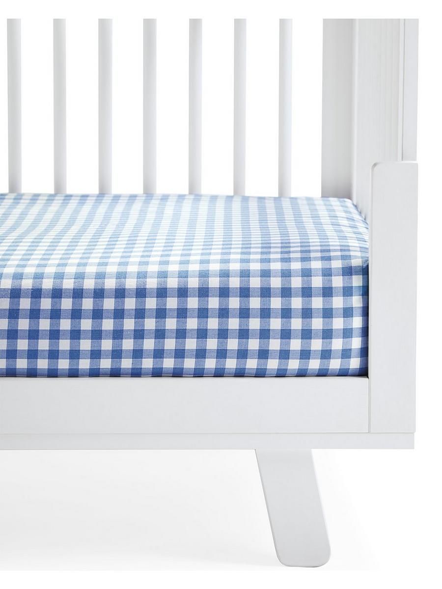 Blue gingham crib skirt outlet