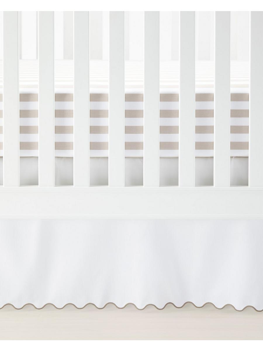 White crib top skirt with tassels
