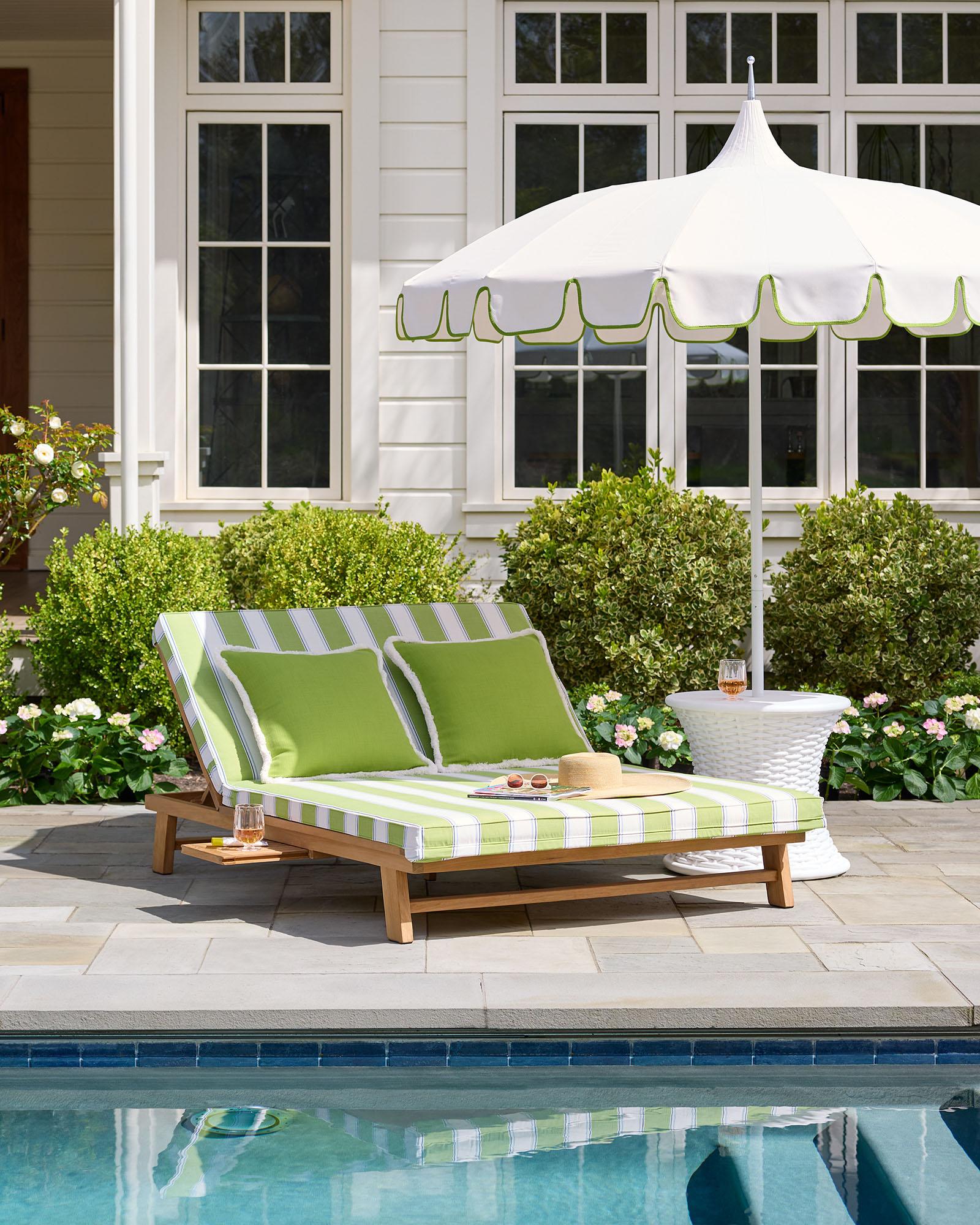 OutdoorDoubleChaiseLoungerCrosbyTeakGreenStripedCushionsbrand