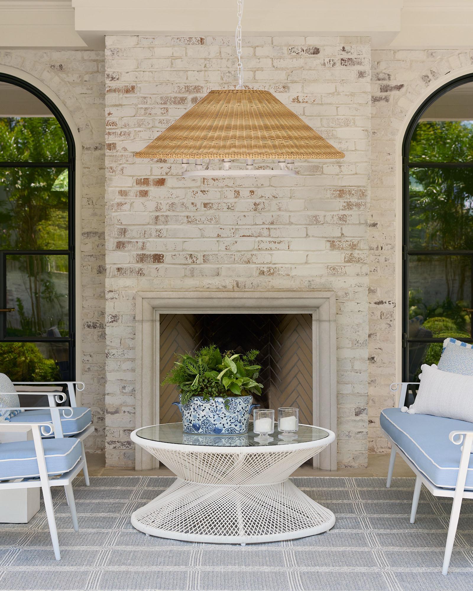 OutdoorLivingWhiteSofaClearwaterLoungeChairsBlueCushions