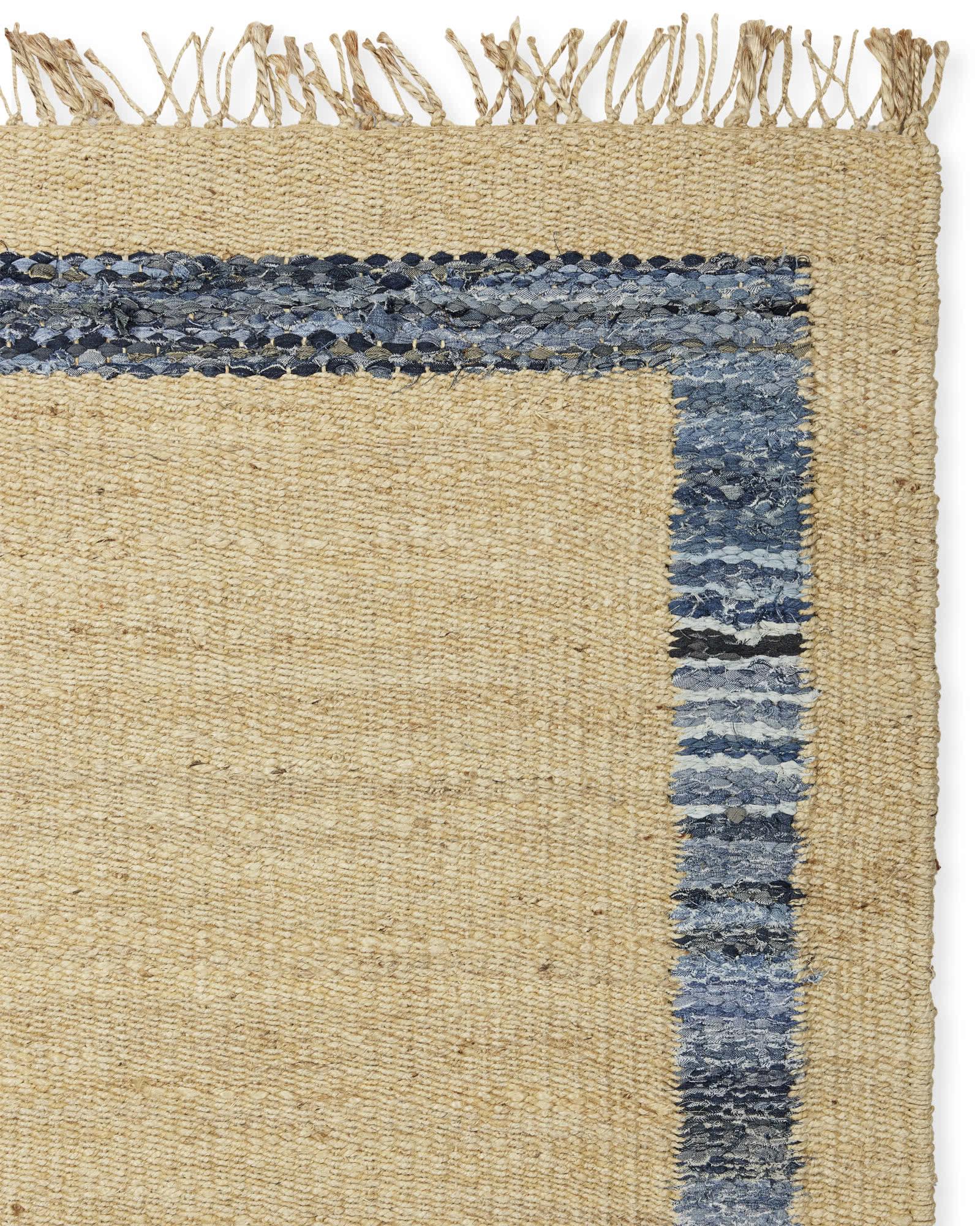Wholesale Round Jute and Recycle Denim Rug - 150 cm - Ancient Wisdom  Giftware Supplier