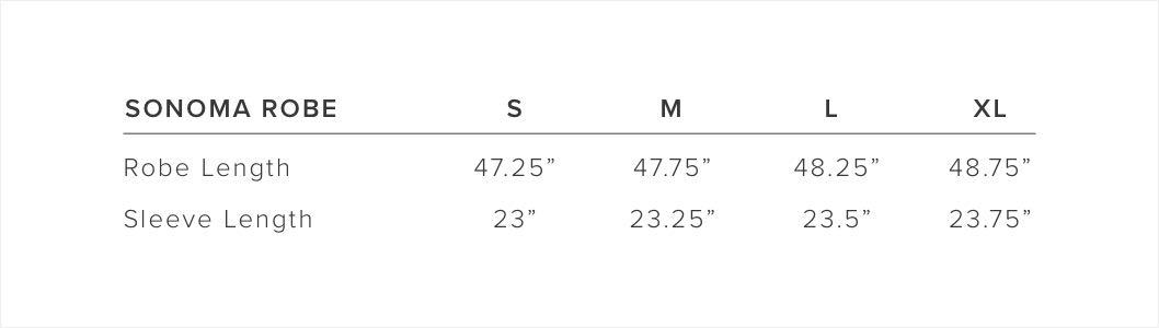 SonomaRobe_sizechart