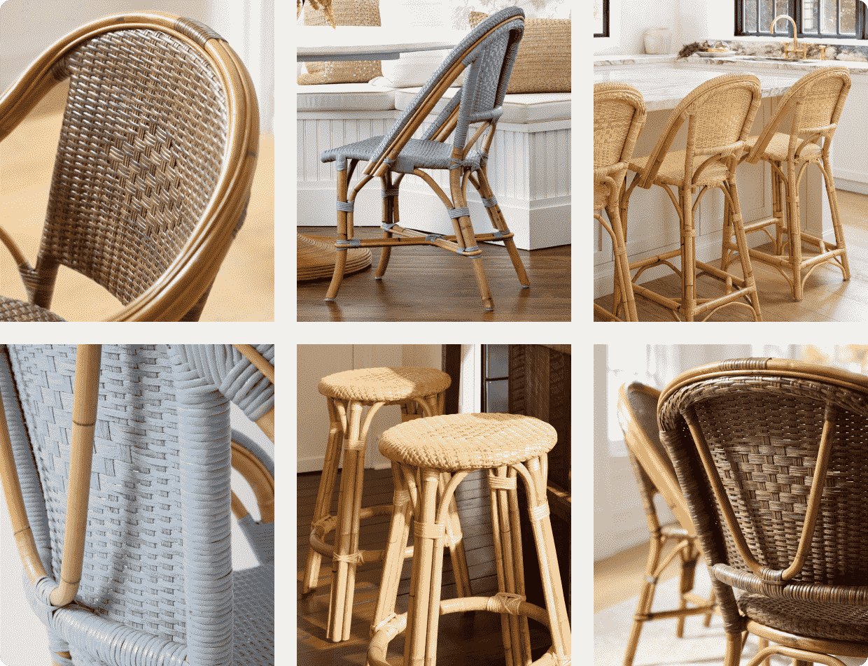 Sunwashed Riviera Rattan Backless Counter Stool | Serena and Lily