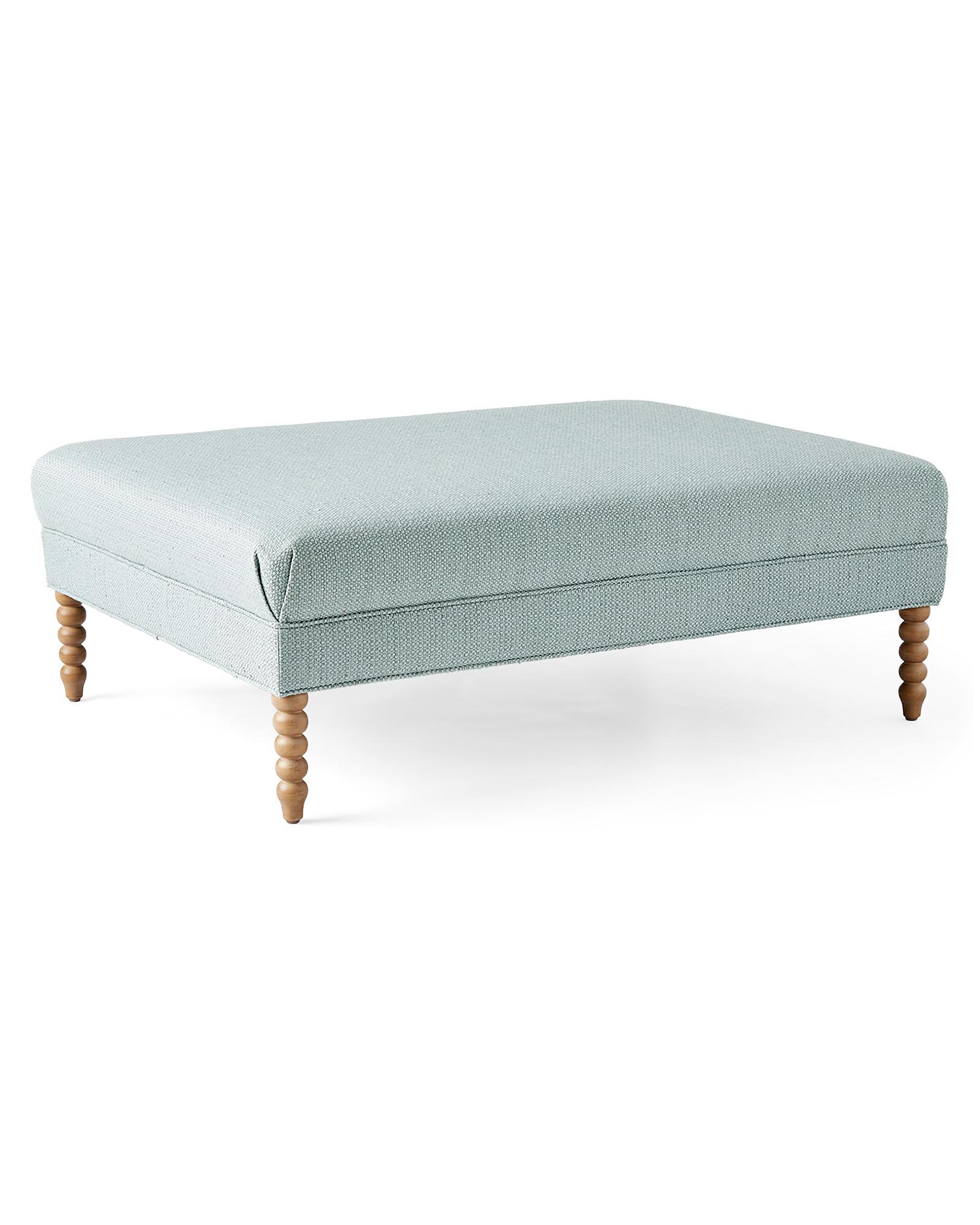 Beckett Coffee Table Ottoman - Raffia Weave Coastal Blue