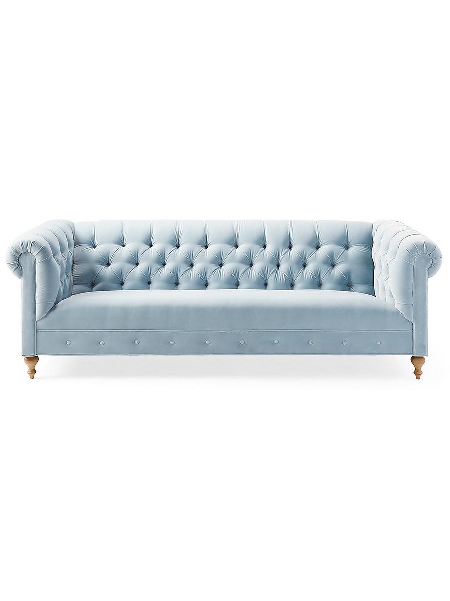 Chatham Sofa in Sky Cotton Velvet Serena and Lily