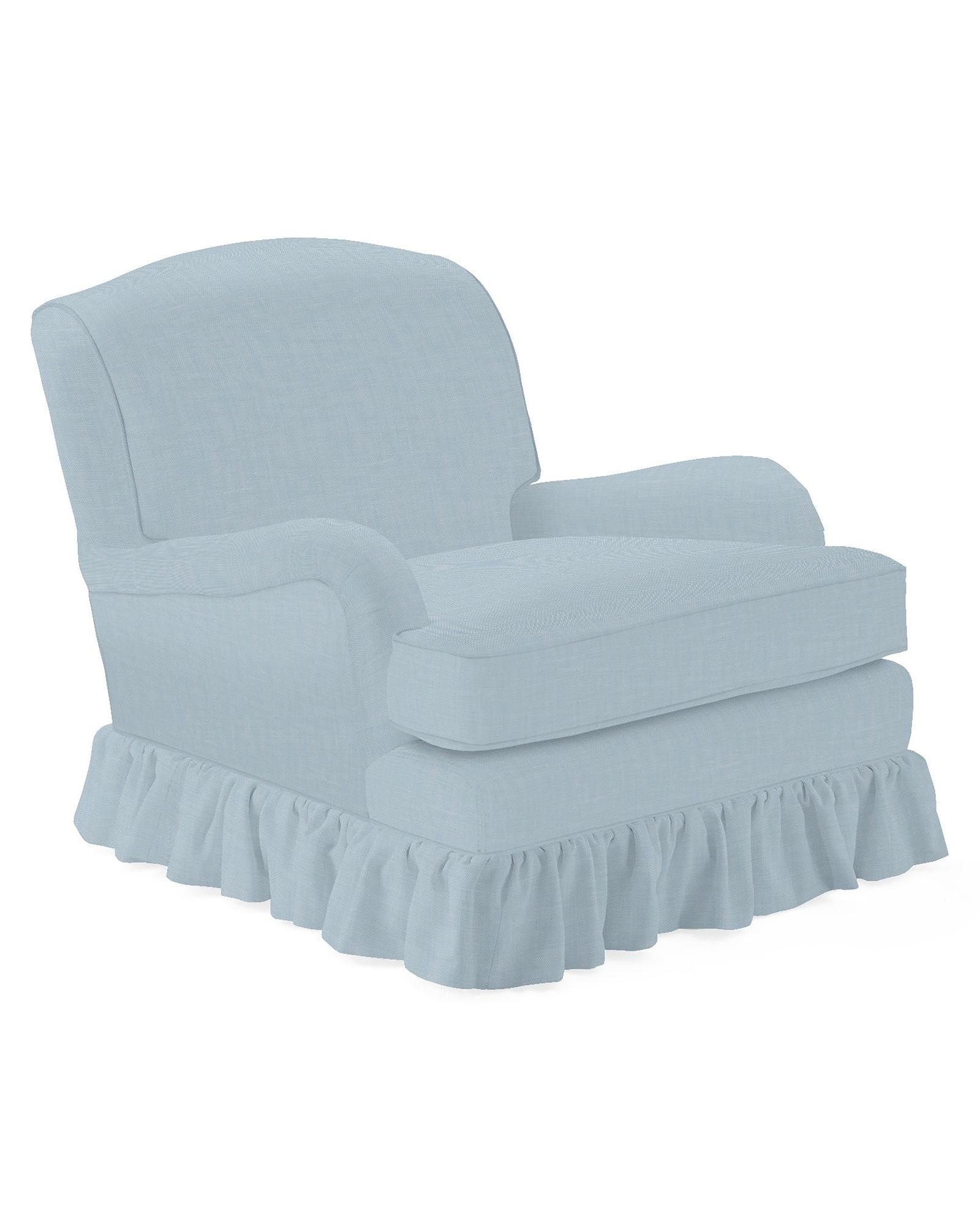 Miramar English Roll Arm Chair with Ruffle Skirt