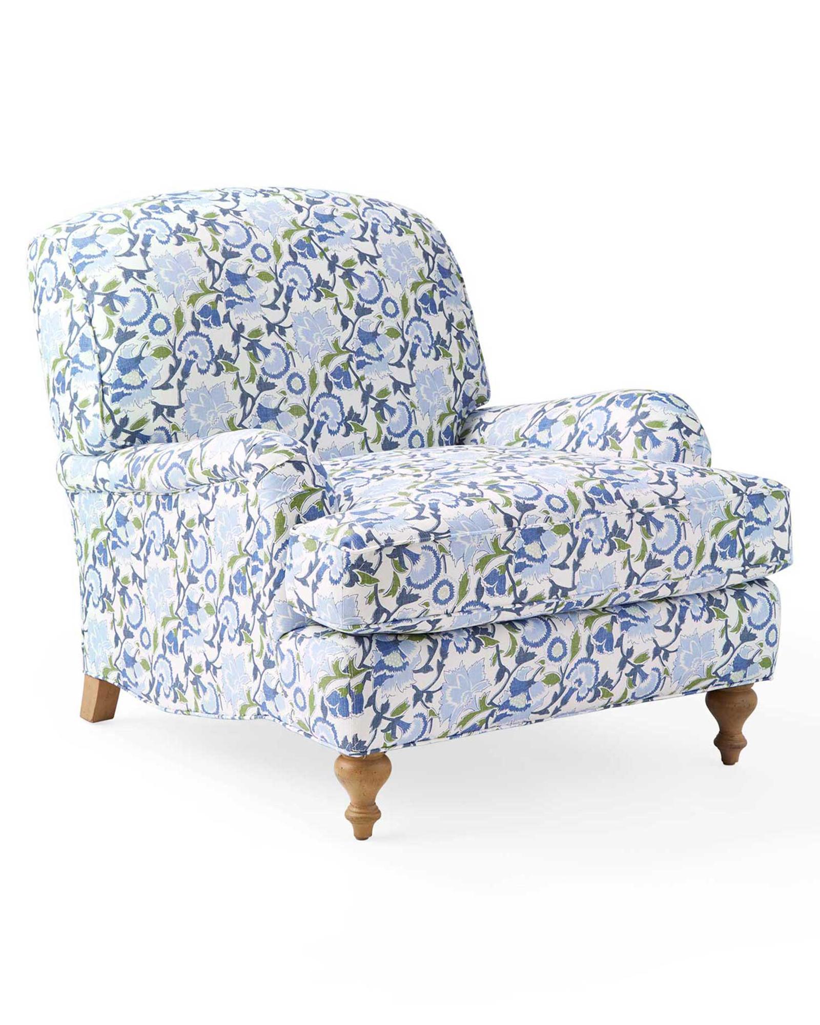 Miramar English Roll Arm Chair - Cassis Linen Hydrangea