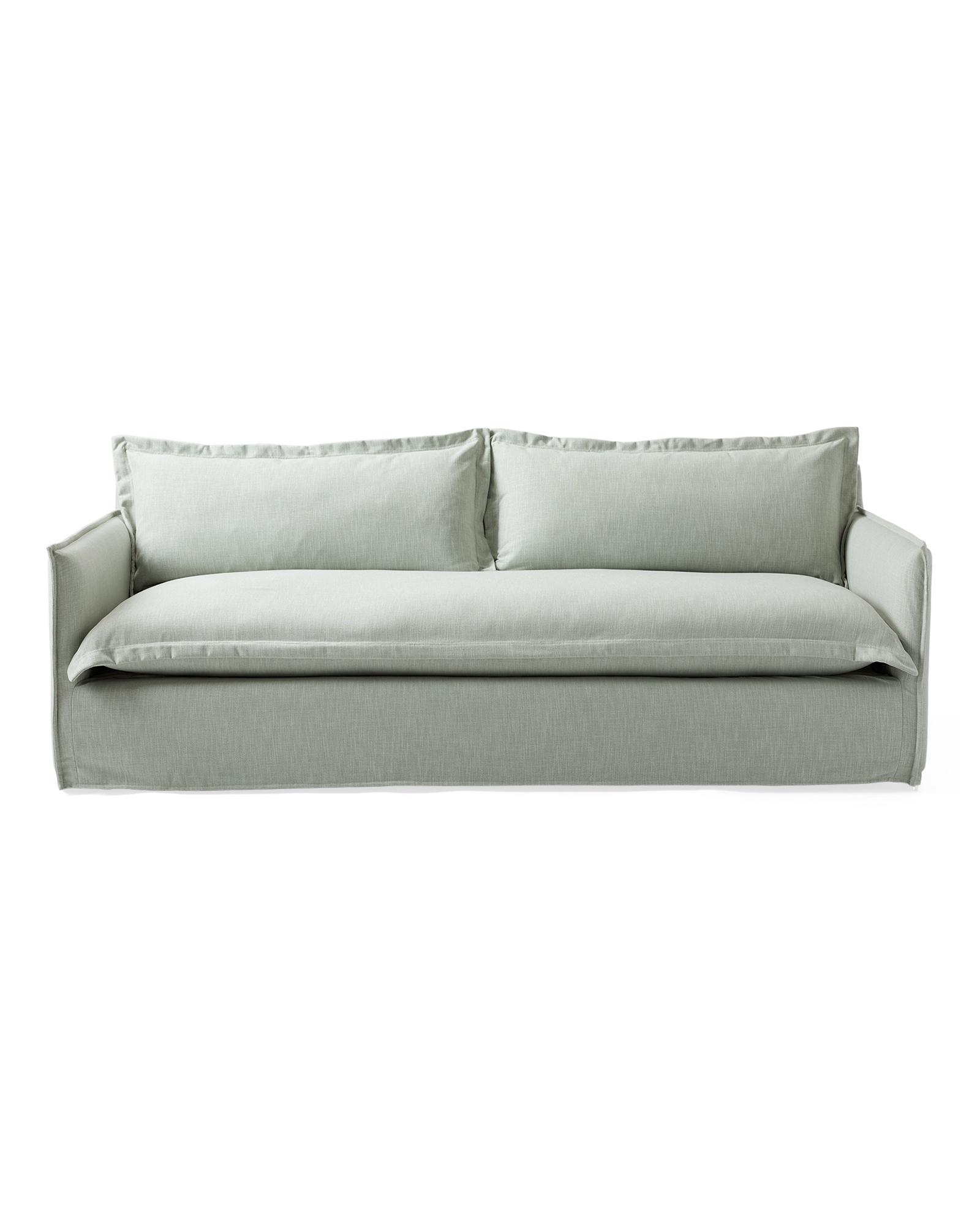 Beach House Slim Arm Sofa in Perpetua Performance Cotton Seaglass